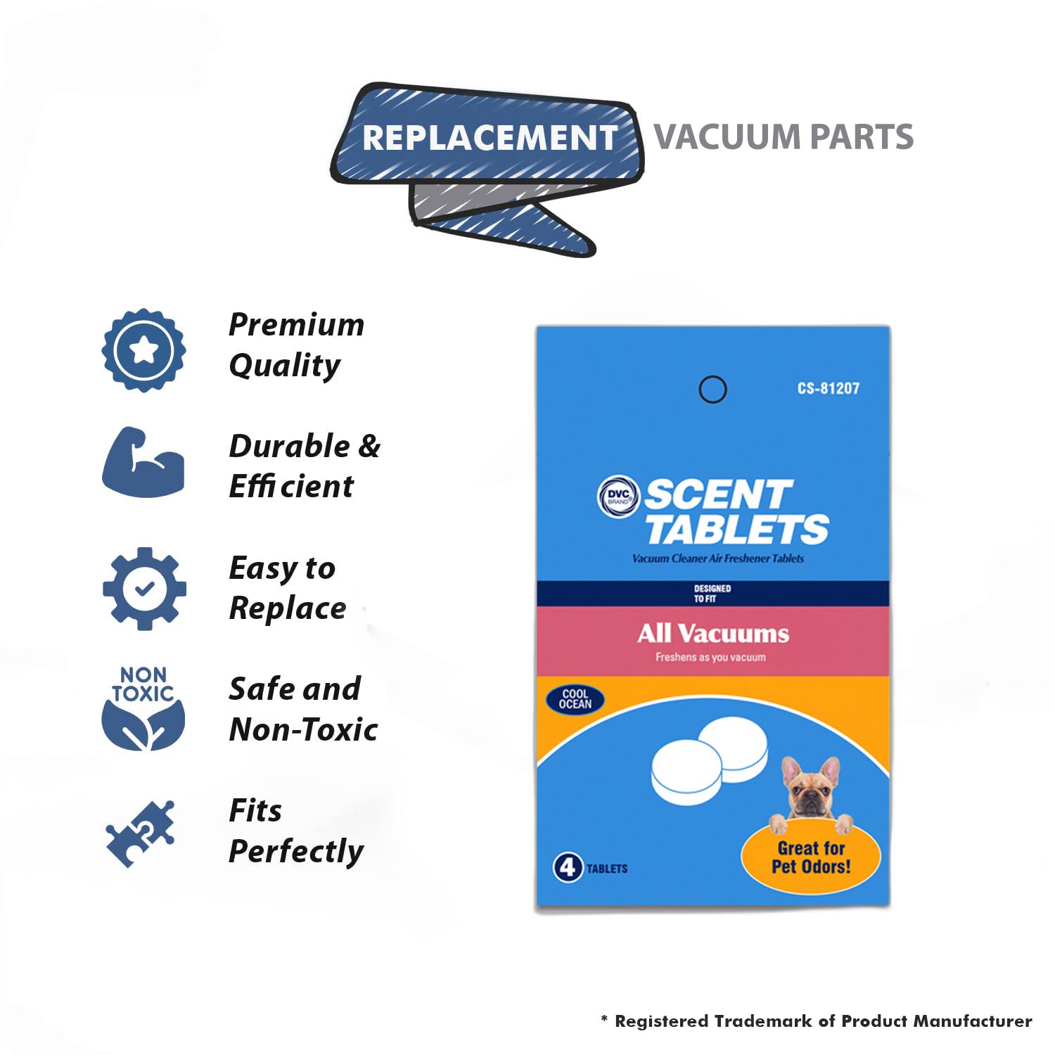 Topvacuumparts Replacement For fitall Vacuum Cleaner Air Scent Tablets -Cool Ocean 4pk # compare to parts CS-81207