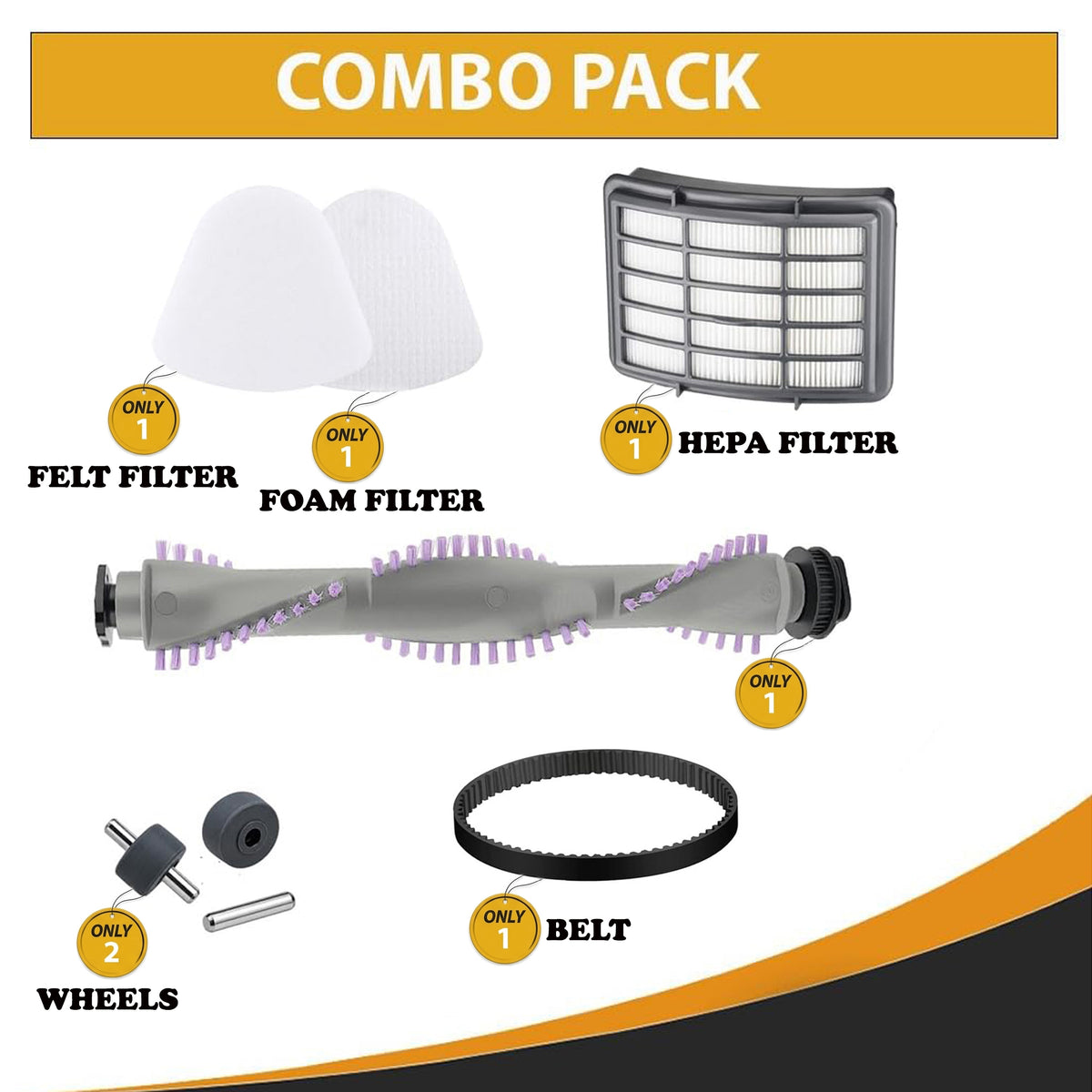 Topvacuumparts Filter Kit for Shark Navigator Lift Vacuum NV350 NV352 NV356E,Parts 1 HEPA Filter+1 Foam & 1 Felt Filter+1 Brush Roller+1 Belt & 2Wheel