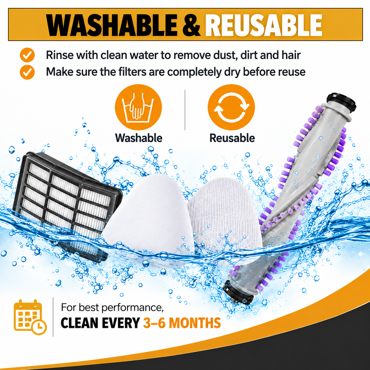 Topvacuumparts Filter Kit for Shark Navigator Lift Vacuum NV350 NV352 NV356E,Parts 1 HEPA Filter+1 Foam & 1 Felt Filter+1 Brush Roller+1 Belt & 2Wheel