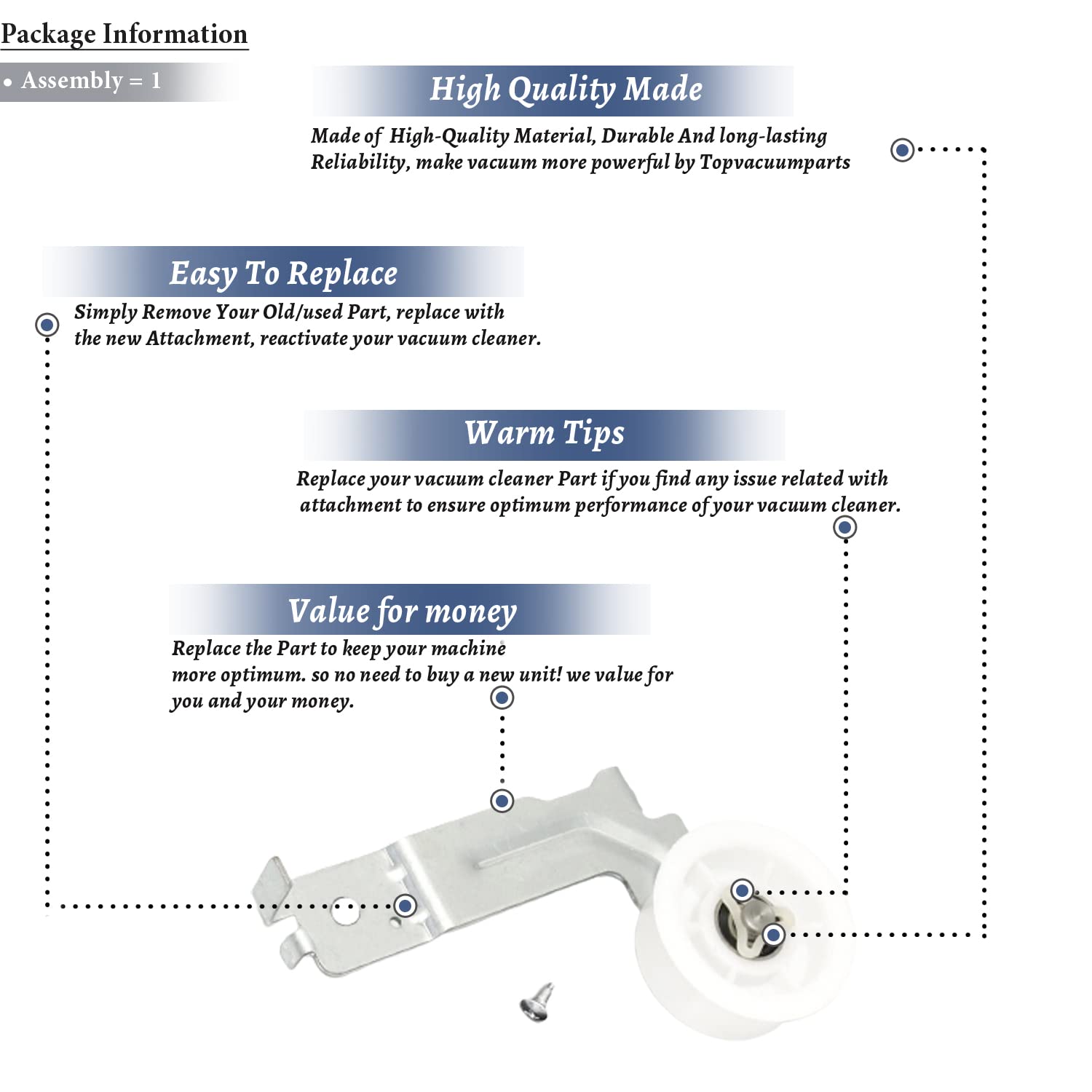 Topvacuumparts DC93-00634a for Samsung Dryer Idler Pulley-Replaces Idler Pulley PD00032419 DC96-00882B DC96-00882CAP6038 # compare to part DC93-00634A