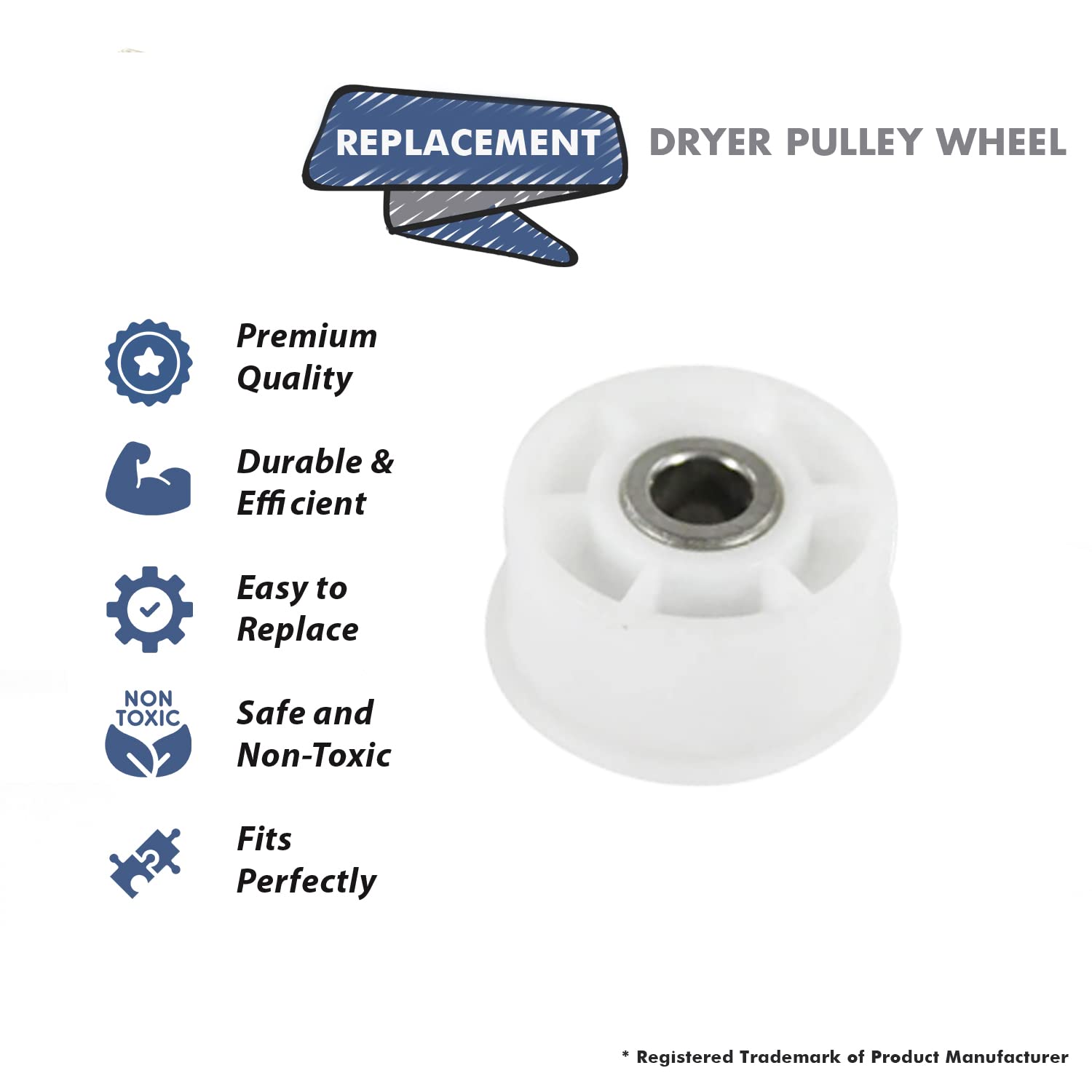 Topvacuumparts Replacement for DC97-07509B Idler Pulley Wheel Fits Samsung Amana Dryers Replaces AP6038887 DV42H5000EW #Compare to part DC97-07509B