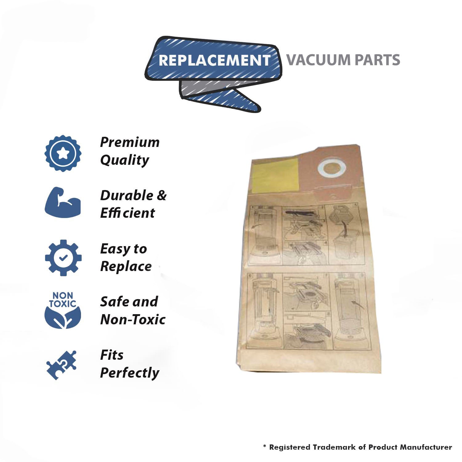 Topvacuumparts Replacement Part For Karcher Tornado Upright CV 30 Micro Paper Bags 10# Compare to Part 14 2431 09