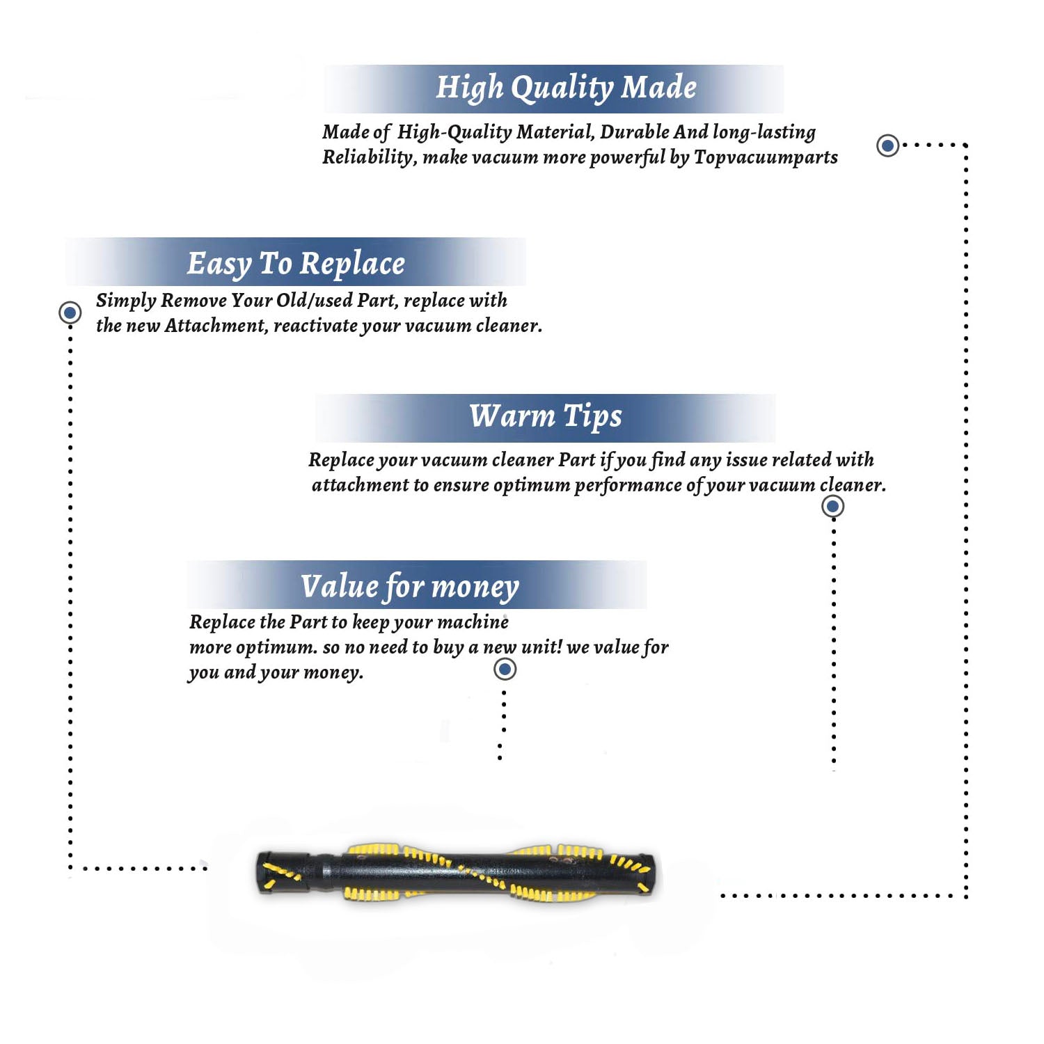 Topvacuumparts Replacement Part For Eureka Lite Speed and e 5800 Series Vacuum Cleaner Brushroll # compare to part EK211