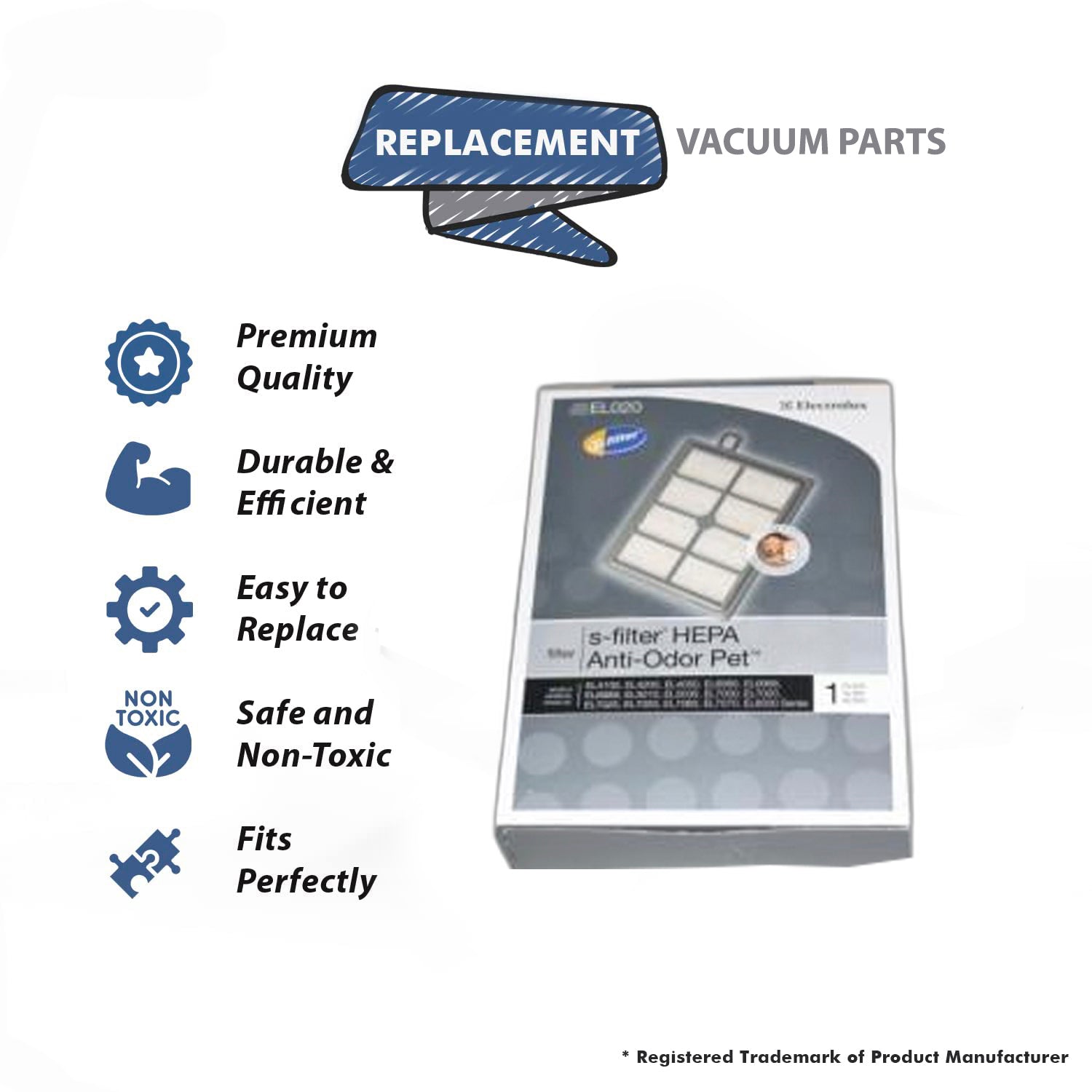 Topvacuumparts Replacement Part For Eureka H12, EL8025A, EL8025B Upright Vacuum Cleaner Hepa Charcoal Filter # compare to part EL020