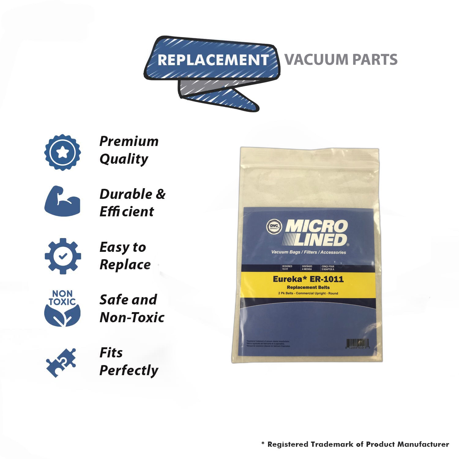 Topvacuumparts Replacement Part For Eureka DVC Upright Vacuum Cleaner Round Belt 2Pk # compare to part ER-1011