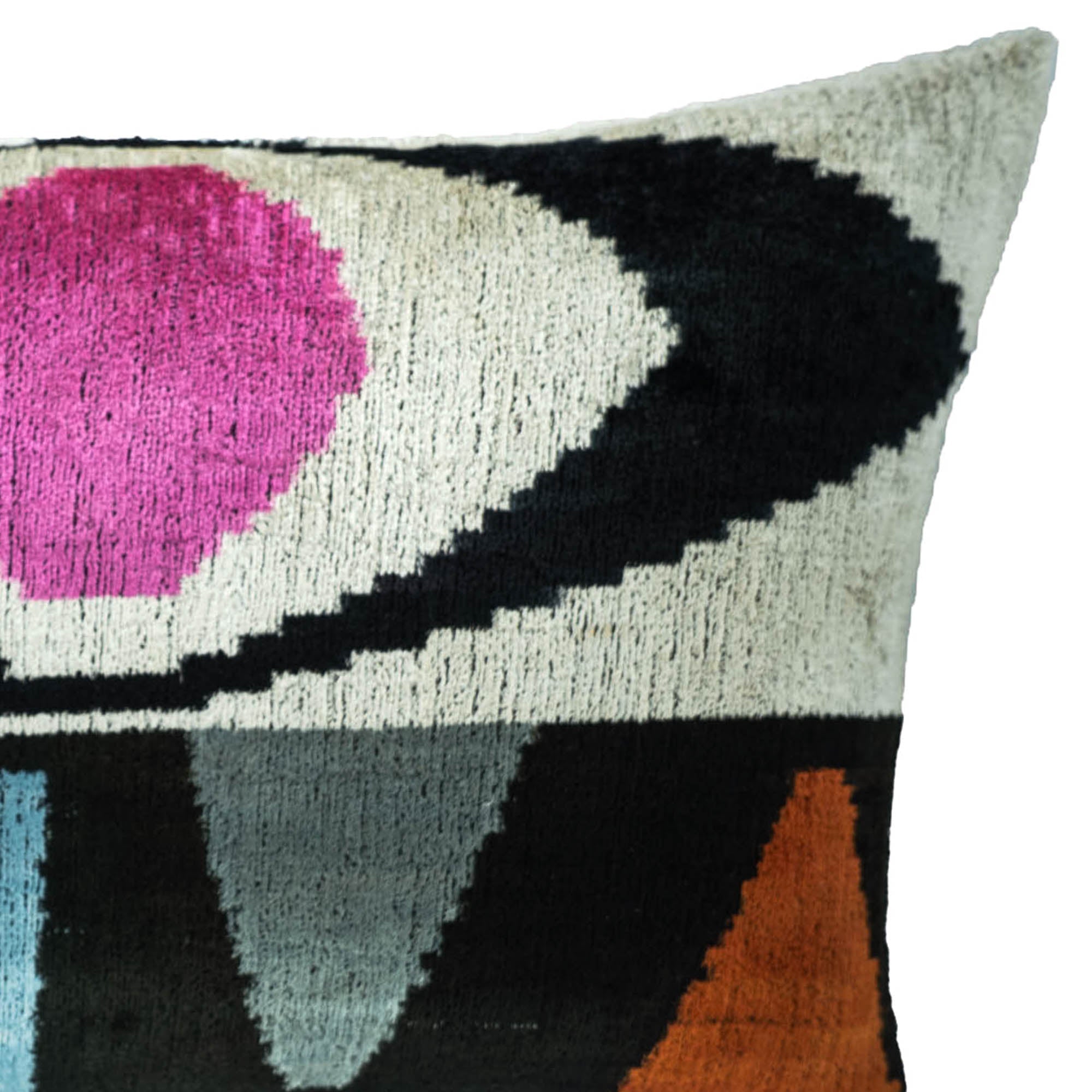 Eye of Ra Silk Velvet Ikat Throw Pillow Cover 16 X 24