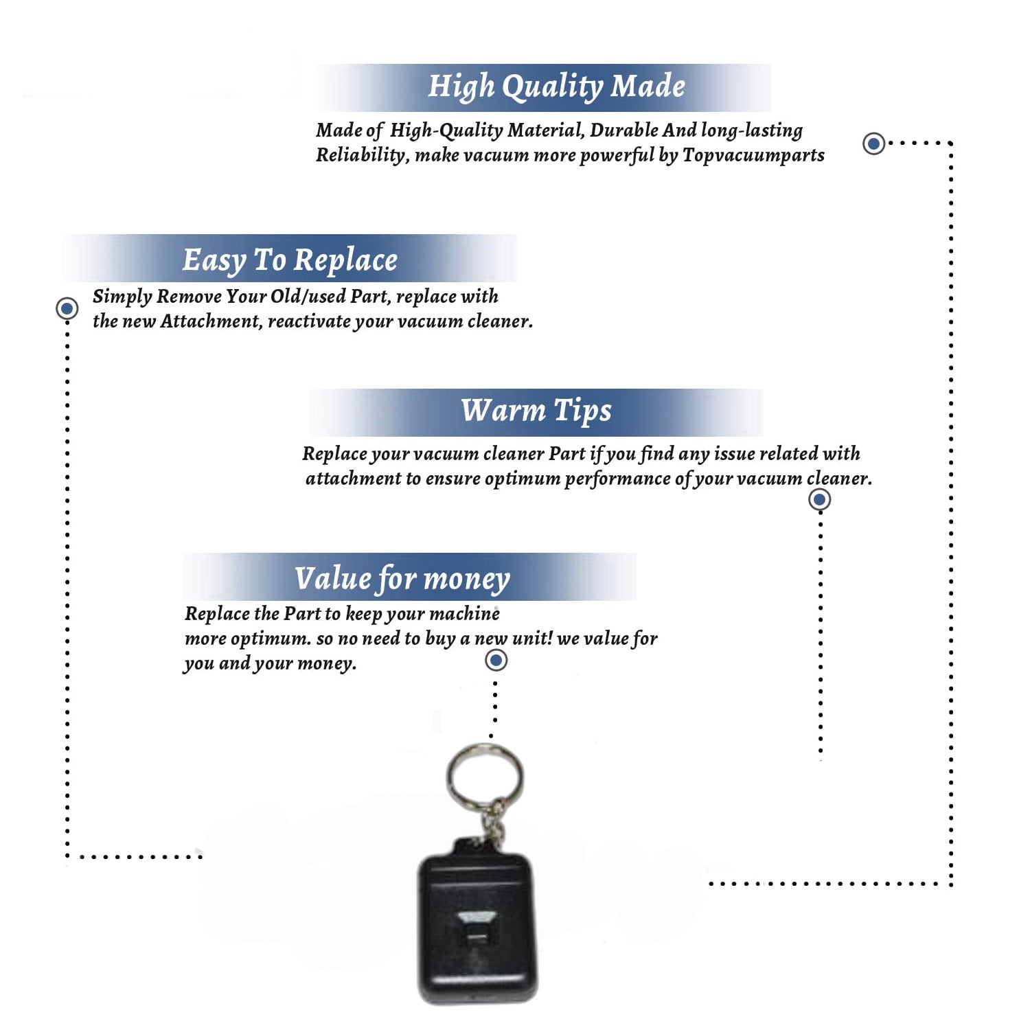 Topvacuumparts Replacement Part For Fit All Vacuum Cleaner Power Control Remote Key # compare to parts F190RFT-004