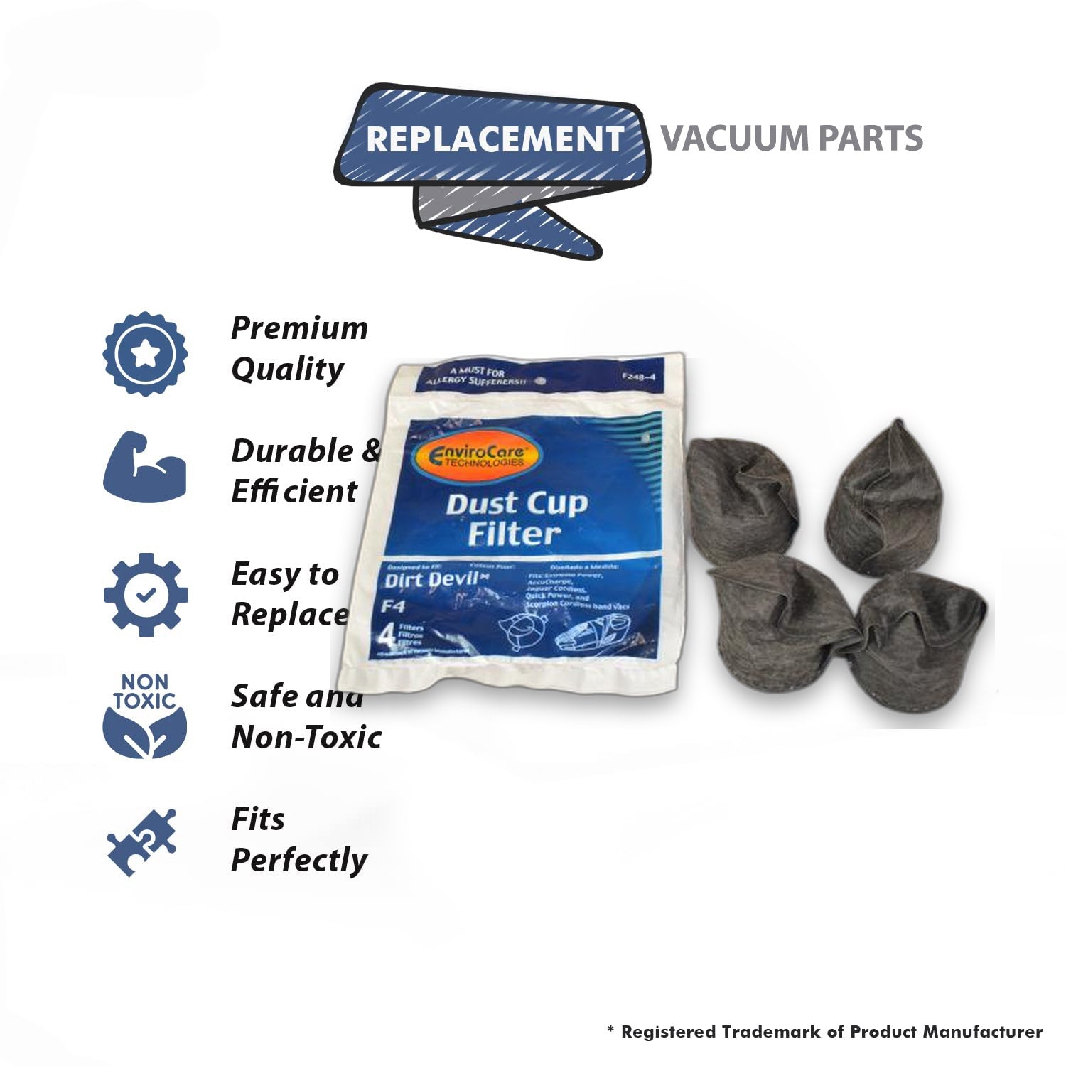 Topvacuumparts Replacement Part For Dirt Devil F4 Hand Vac Filter (2Pk 8 Filter) # Compare to Part 3ME1950001