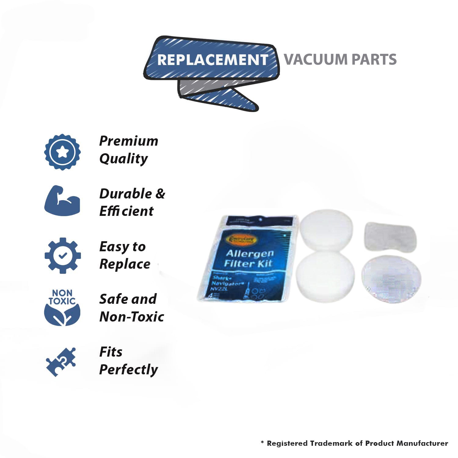 Topvacuumparts Replacement Part For Shark Filter Kit Fits Navigator NV22  Series Vacuum Cleaners, Including NV22, NV22L, NV22C, NV22T, NV22Q