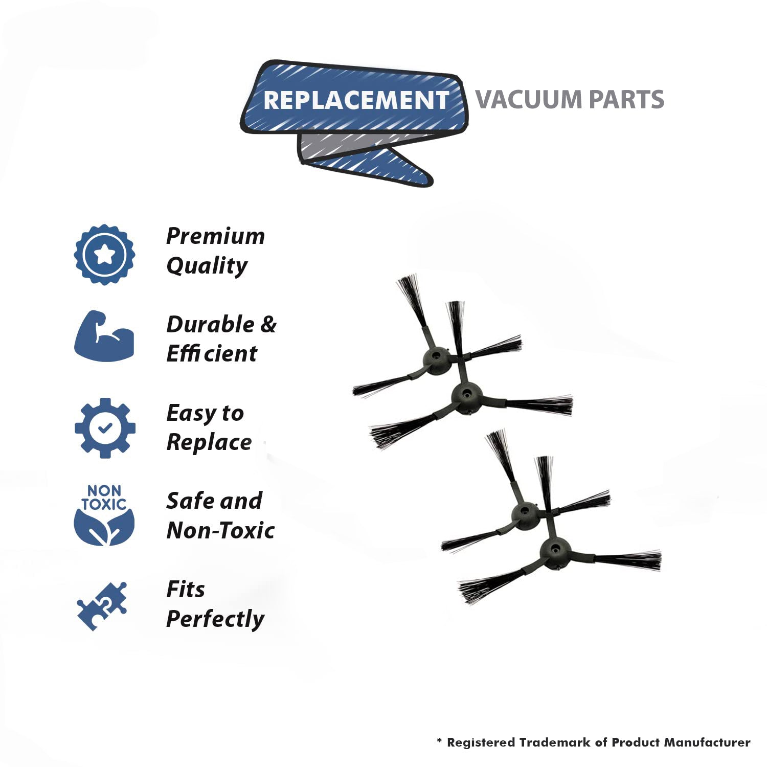 Topvacuumparts Replacement Part For Smart 360 Vacuum Cleaner Black Side Brush Fits S10 Models (2PK) # compare to part F3010883