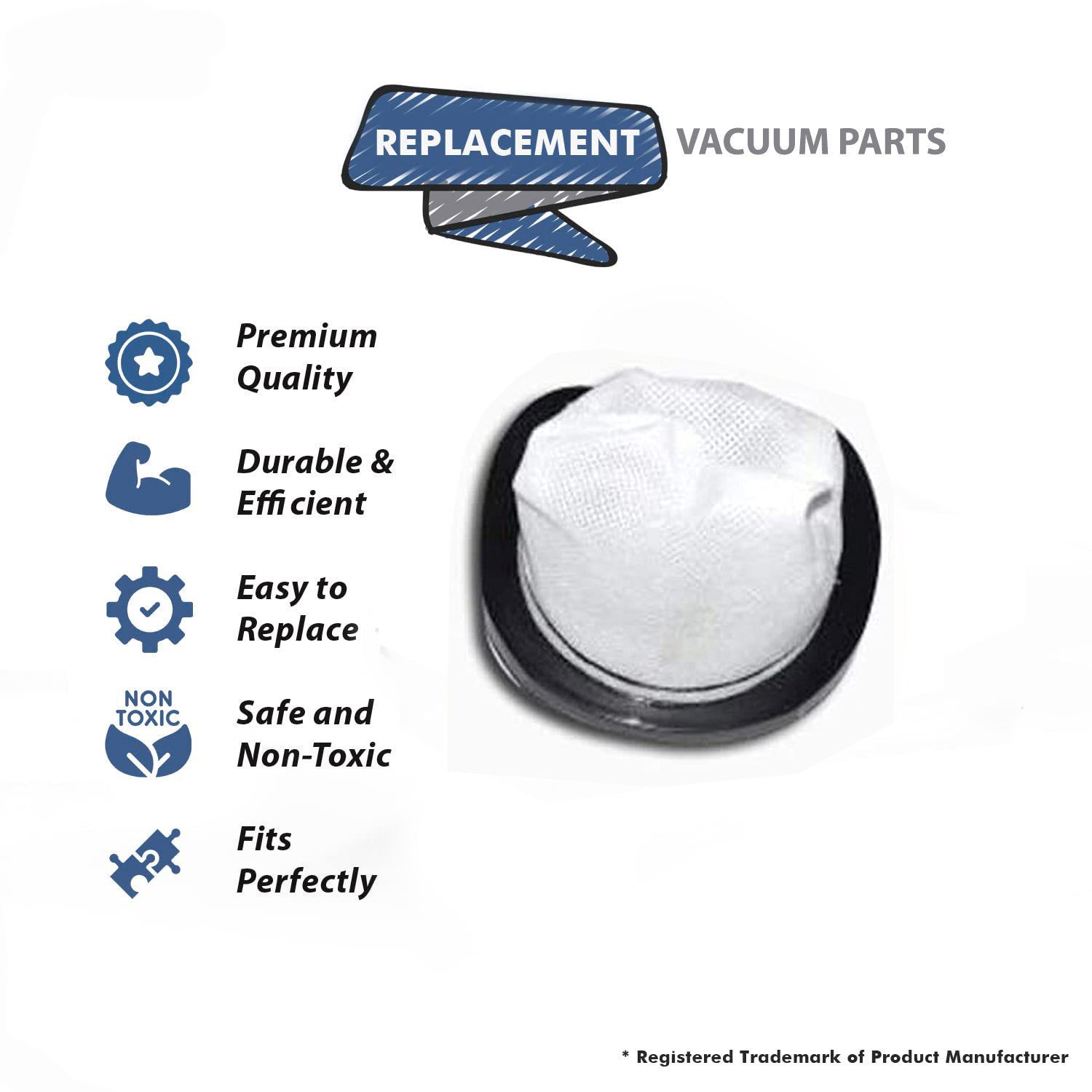 Topvacuumparts Replacement Part For Bissell 38B1, 3 in 1 Stick Vacuum Cleaner Primary Filter (3Pk) # compare to part F602