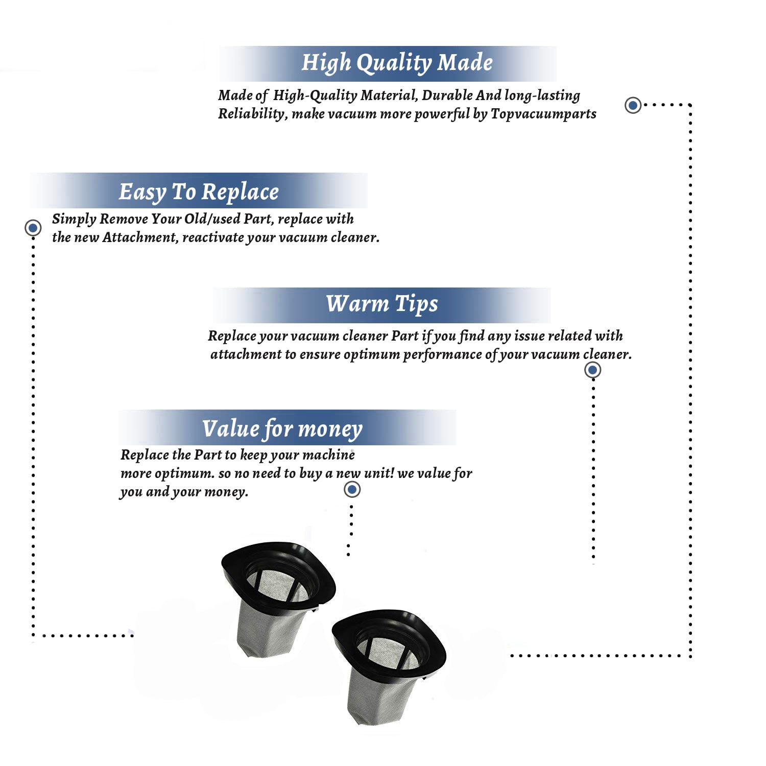 Topvacuumparts 2 Replacement Part For Royal Filter, Bag Versa Quick Vac (Generic) # compare to part F634