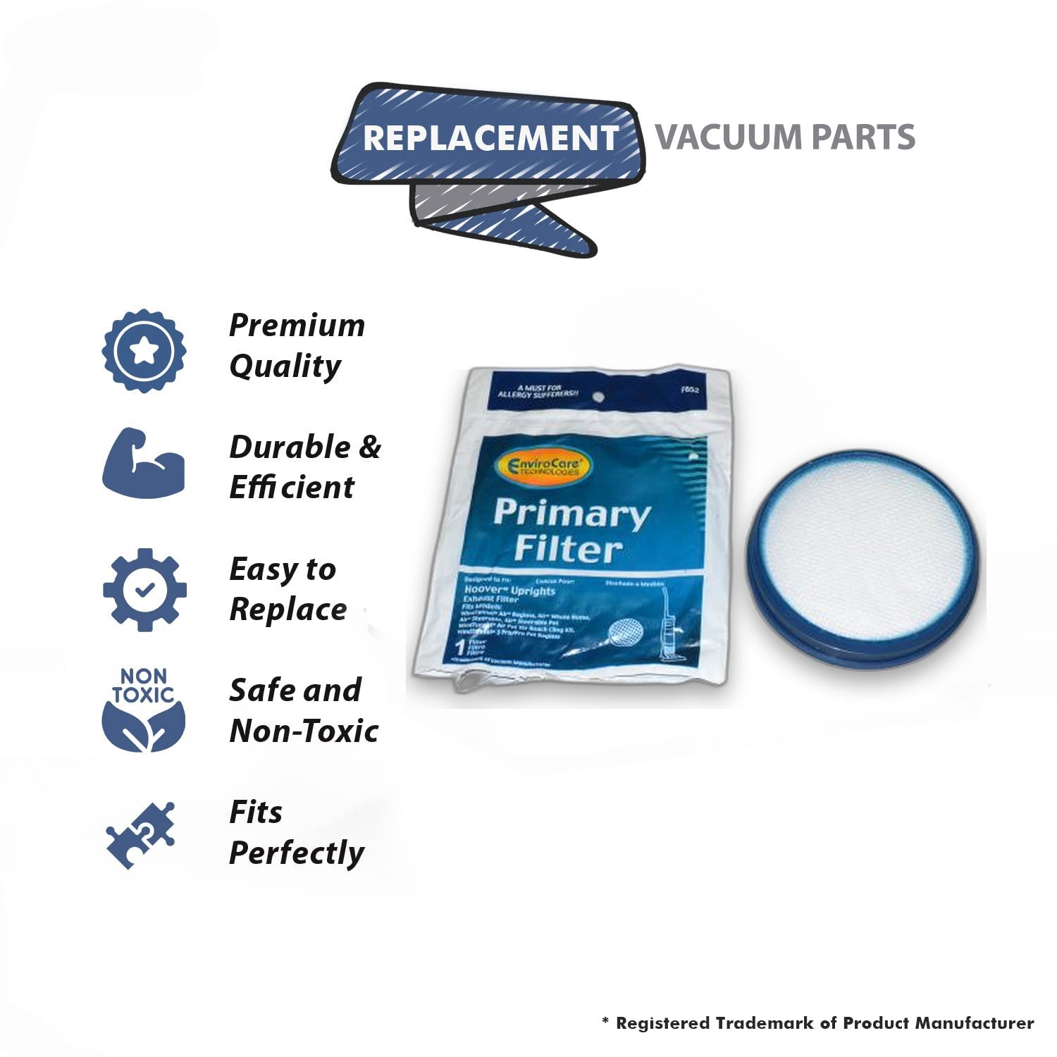 Topvacuumparts Replacement Part For Hoover Windtunnel Air Fits UH70403, UH70404, UH70900, UH70905, UH70930, UH70935 Primary Filter 2PK # 303903001