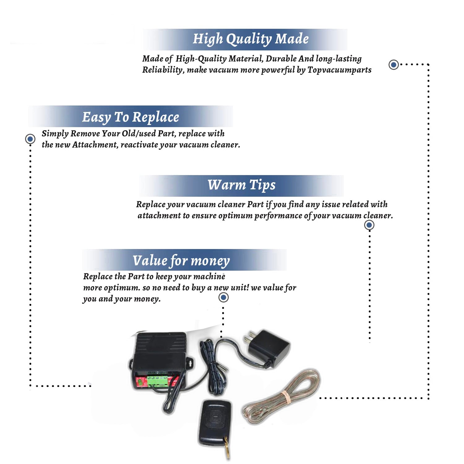 Topvacuumparts Replacement Part For Fit All Vacuum Cleaner Remote Cantrol # compare to part F835RFX1