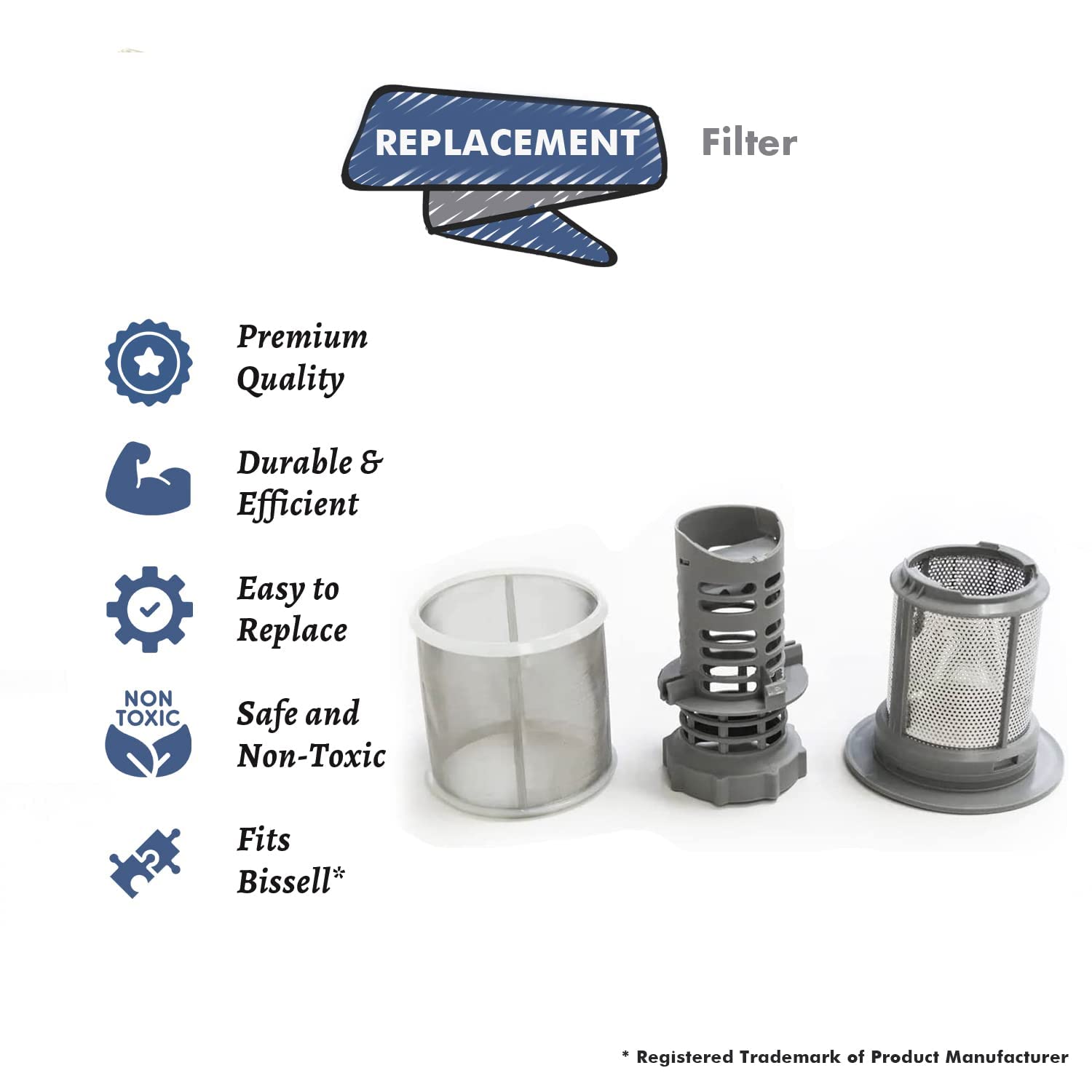 Topvacuumparts Replacement Part For Bosch Neff Dishwasher Micro Filter 2 SECTION 427903, 170740 Models # compare to part FI-432