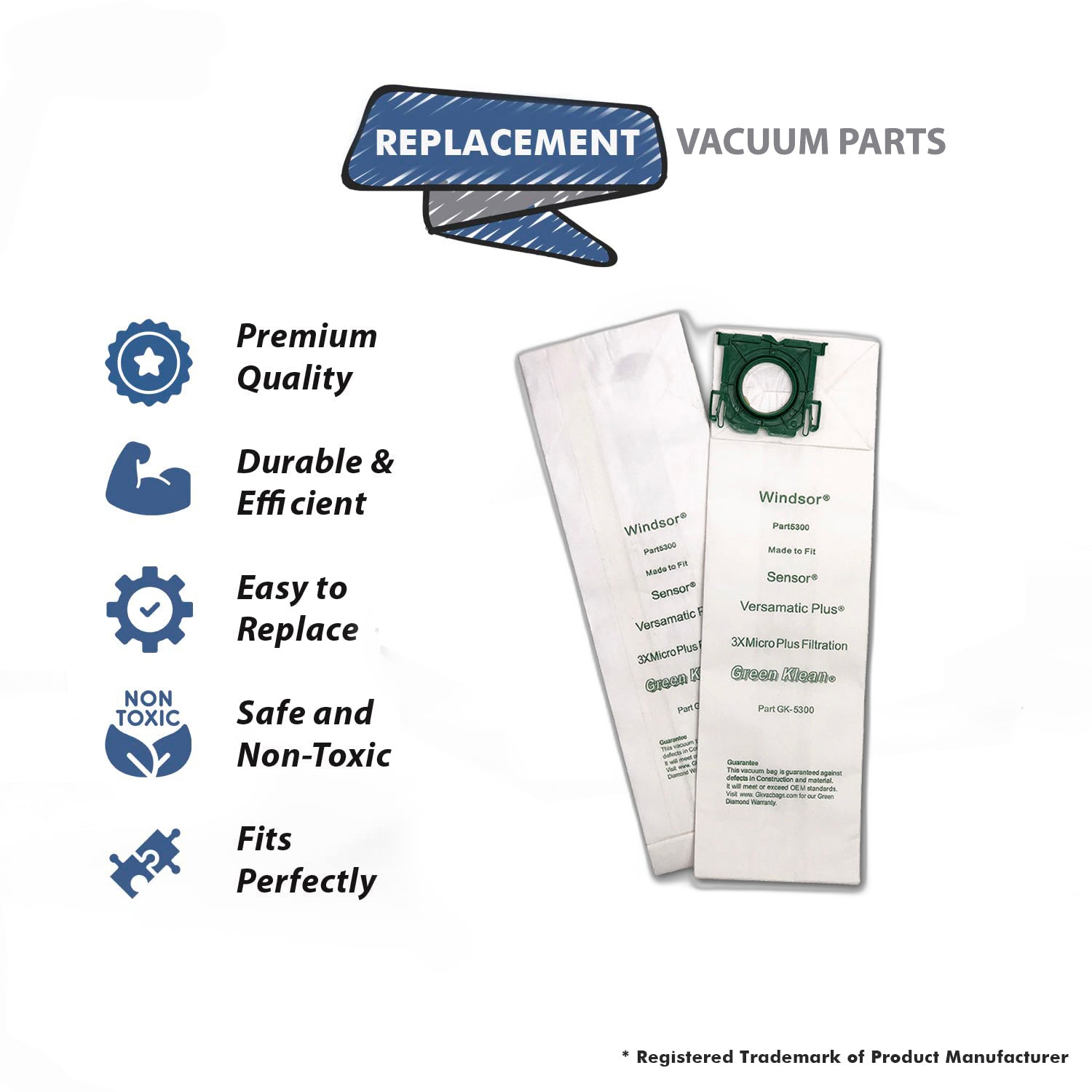 Topvacuumparts Replacement Part For Versamatic Vacuum Cleaner Triple Layer Paper Bags 10 pk # compare to part GK-5300