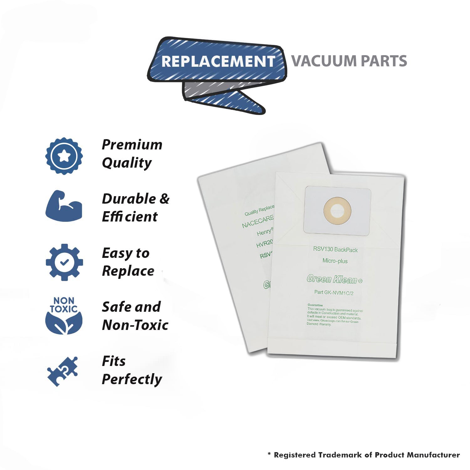 Topvacuumparts Replacement Part For Nacecare Vacuum Cleaner Paper Bags # Compare to Part GK-NVM1C