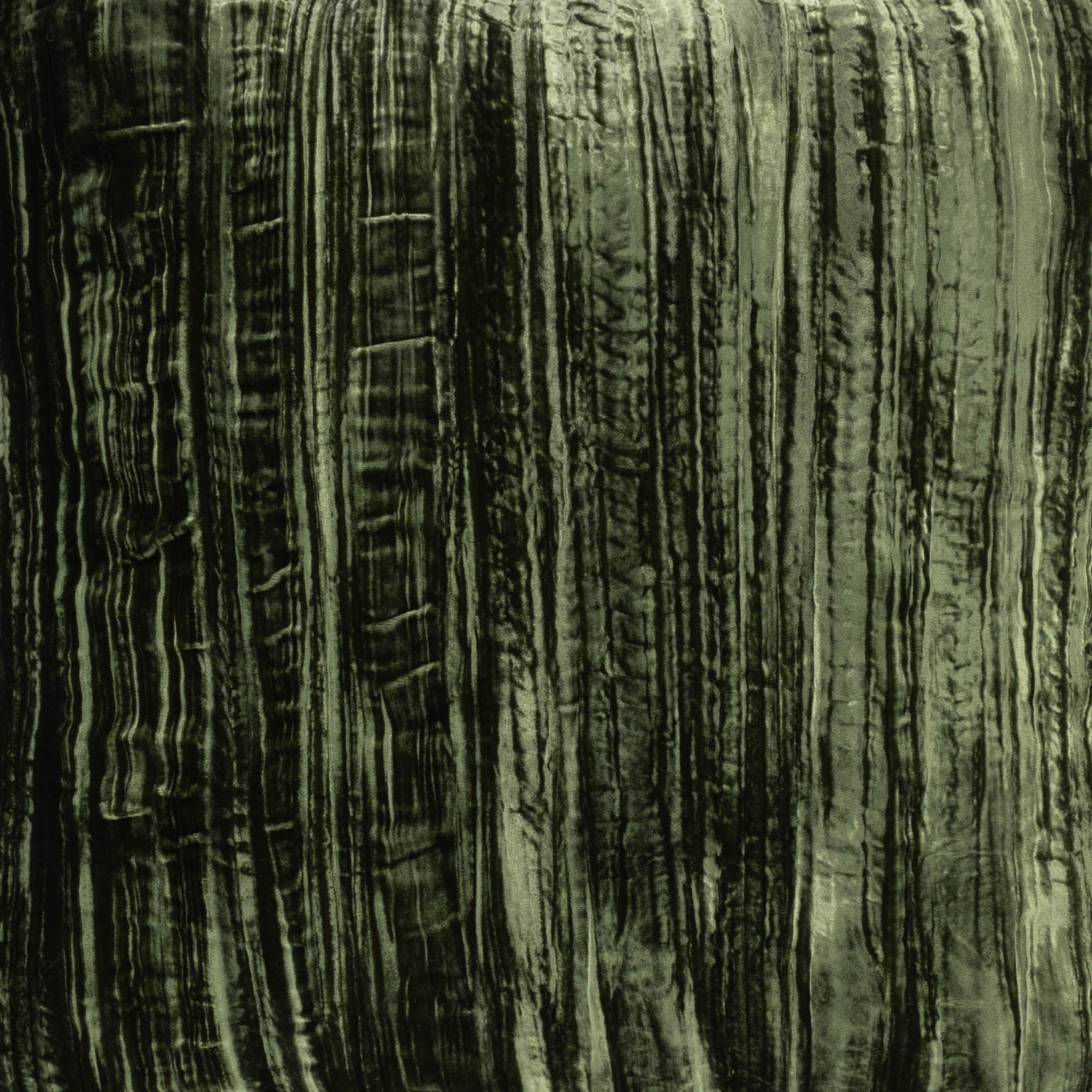 Green Silk Velvet Throw Pillow, Beige Fringes 20