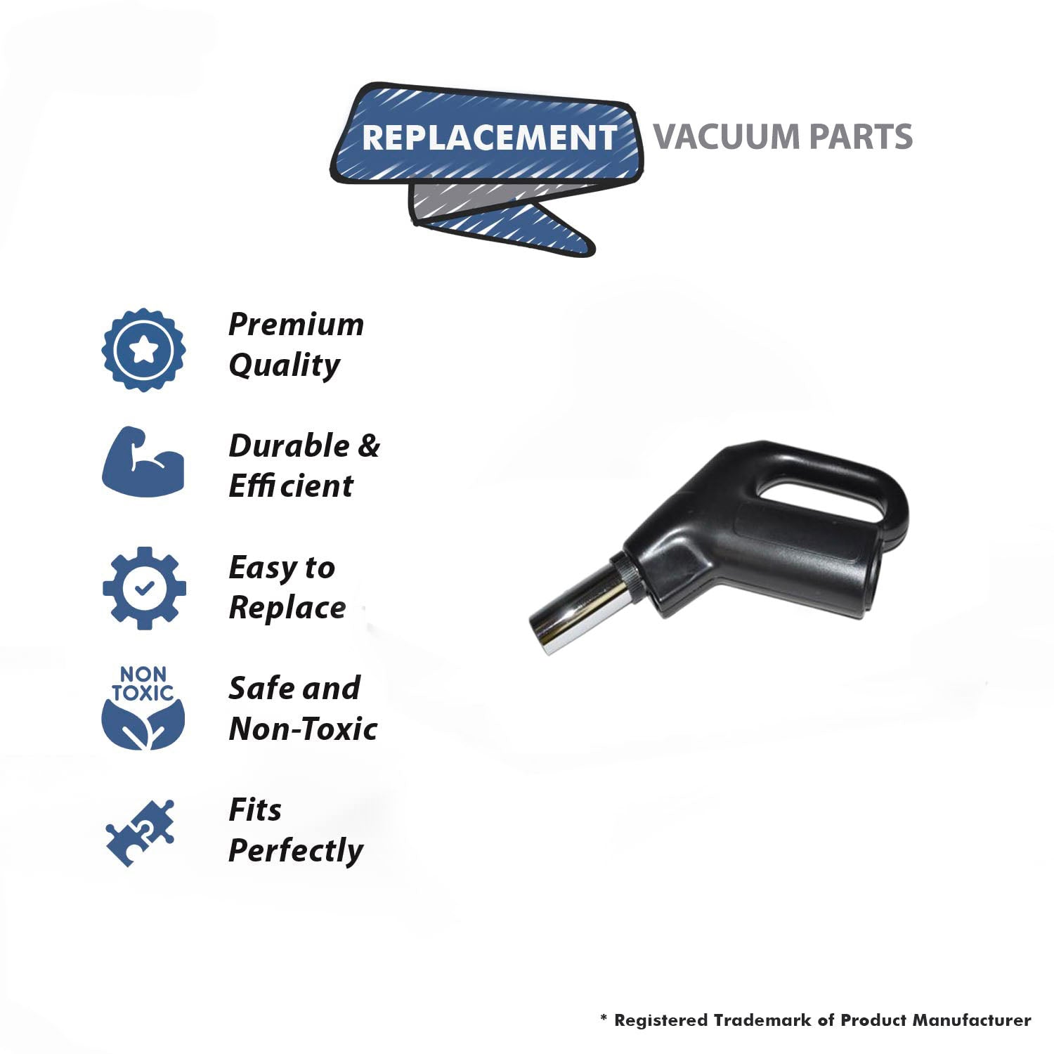 Topvacuumparts Replacement Part For Plastiflex Handle for Central Vacuum Cleaner Hose, Black # compare to part HD400GPR02