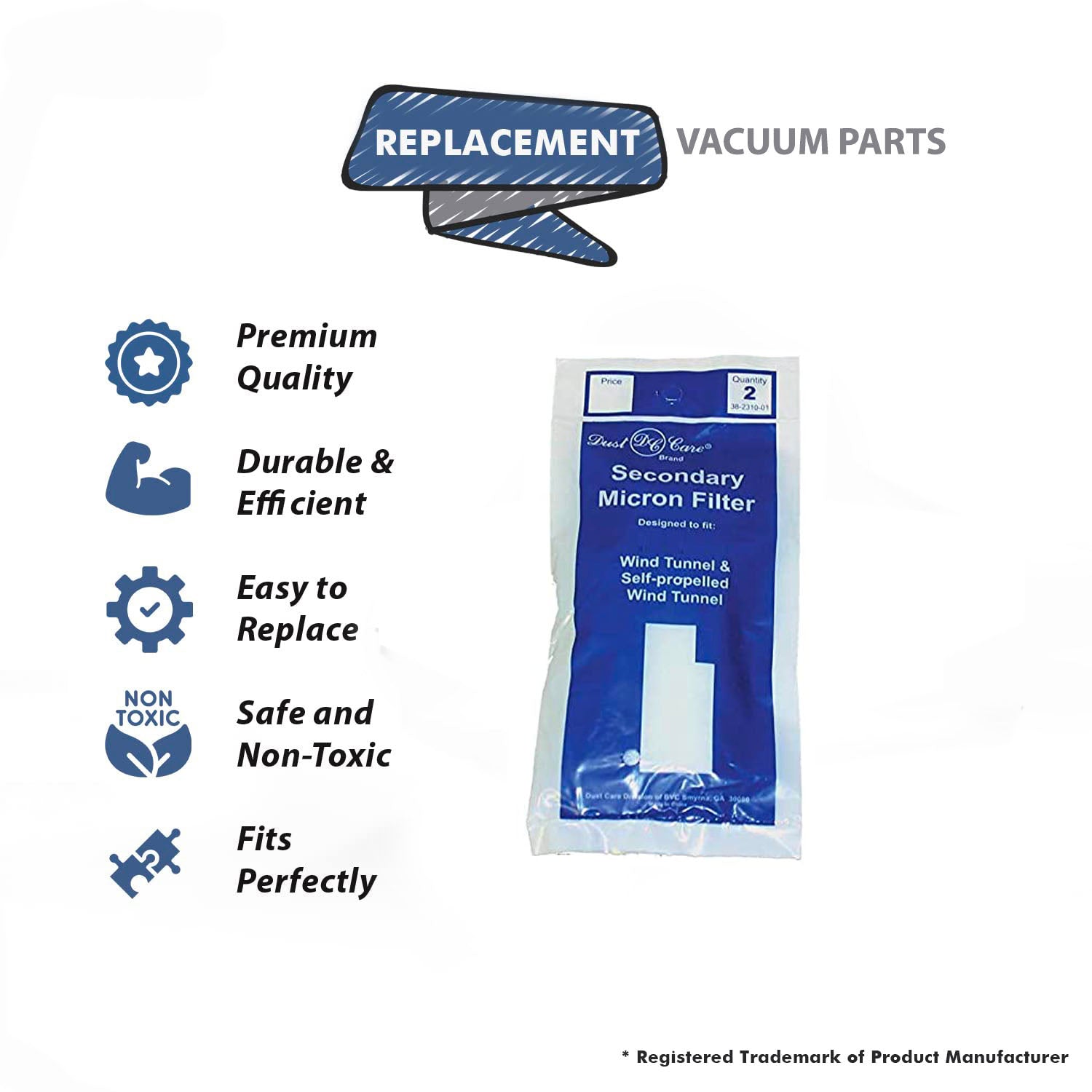 Topvacuumparts Replacement Part For Hoover Vacuum Cleaner FilterNon Power Drive Filter 2Pk # compare to part HR-1832