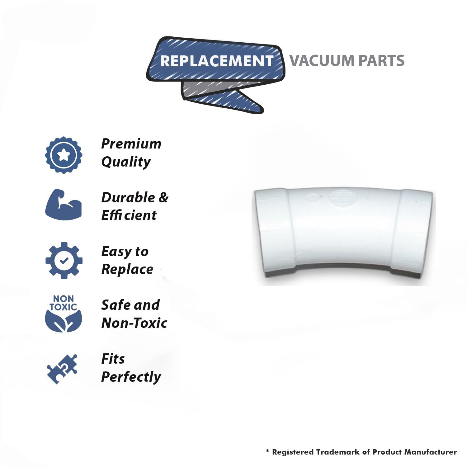 Topvacuumparts Replacement Part For Hide-A-Hose Central Vacuum 22.5% Long Elbow # HS202142 (2) Elbow # Compare to Part HS202142