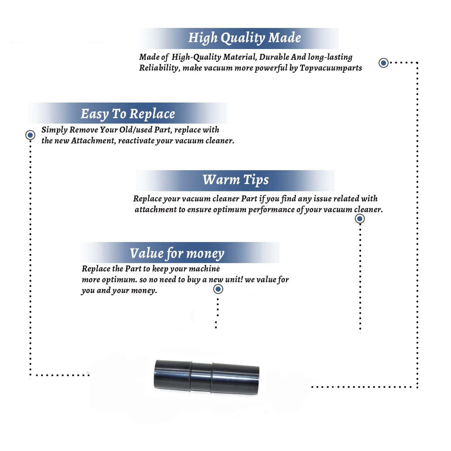 Topvacuumparts Replacement Part For Hide-a- Hose, 1 1/4 Hose To Tool Adapter # Compare to Part HS502118