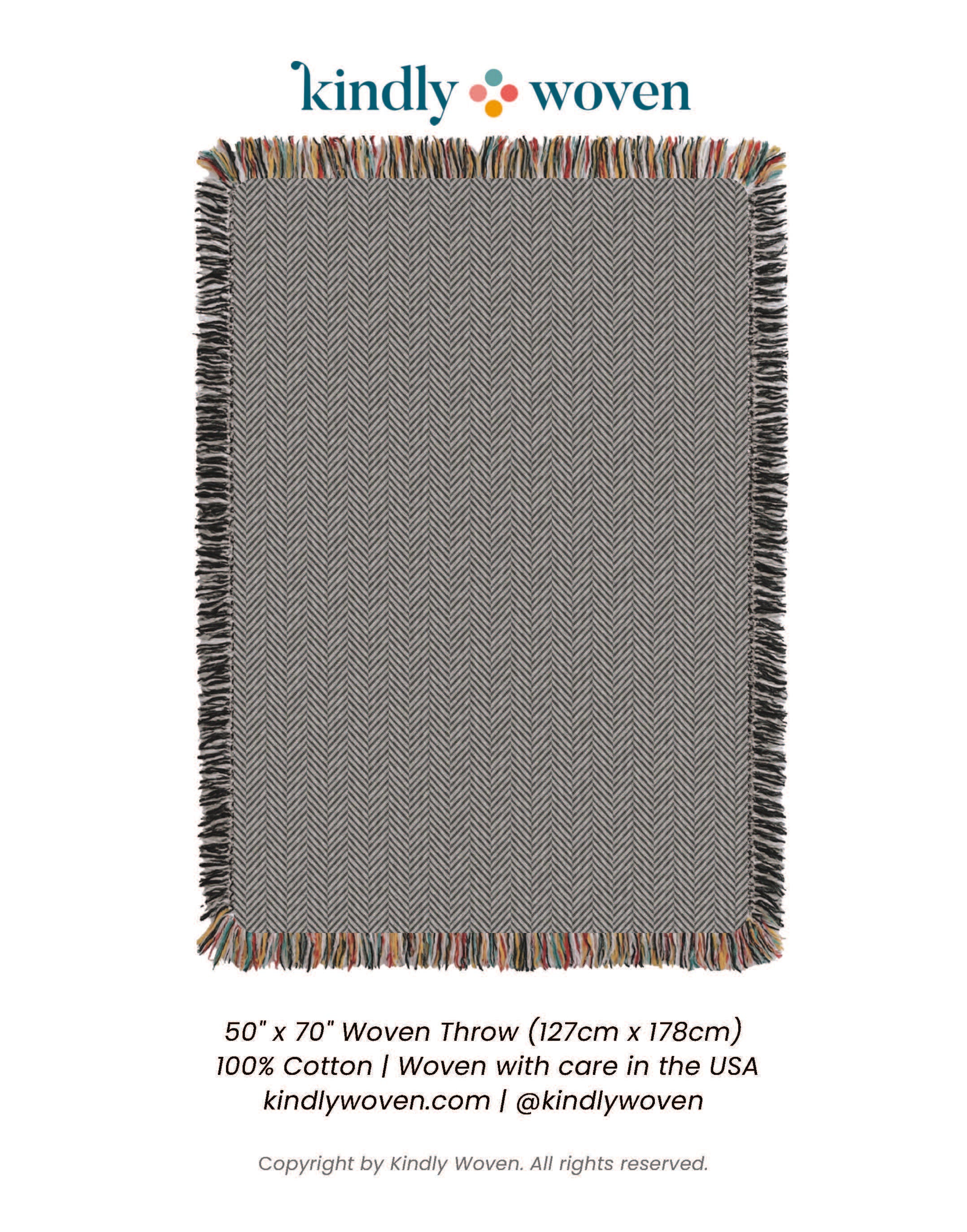 Neutral Herringbone Jacquard Woven Throw Blanket, Reversible Cotton Throw, Made in USA | Henry Stone
