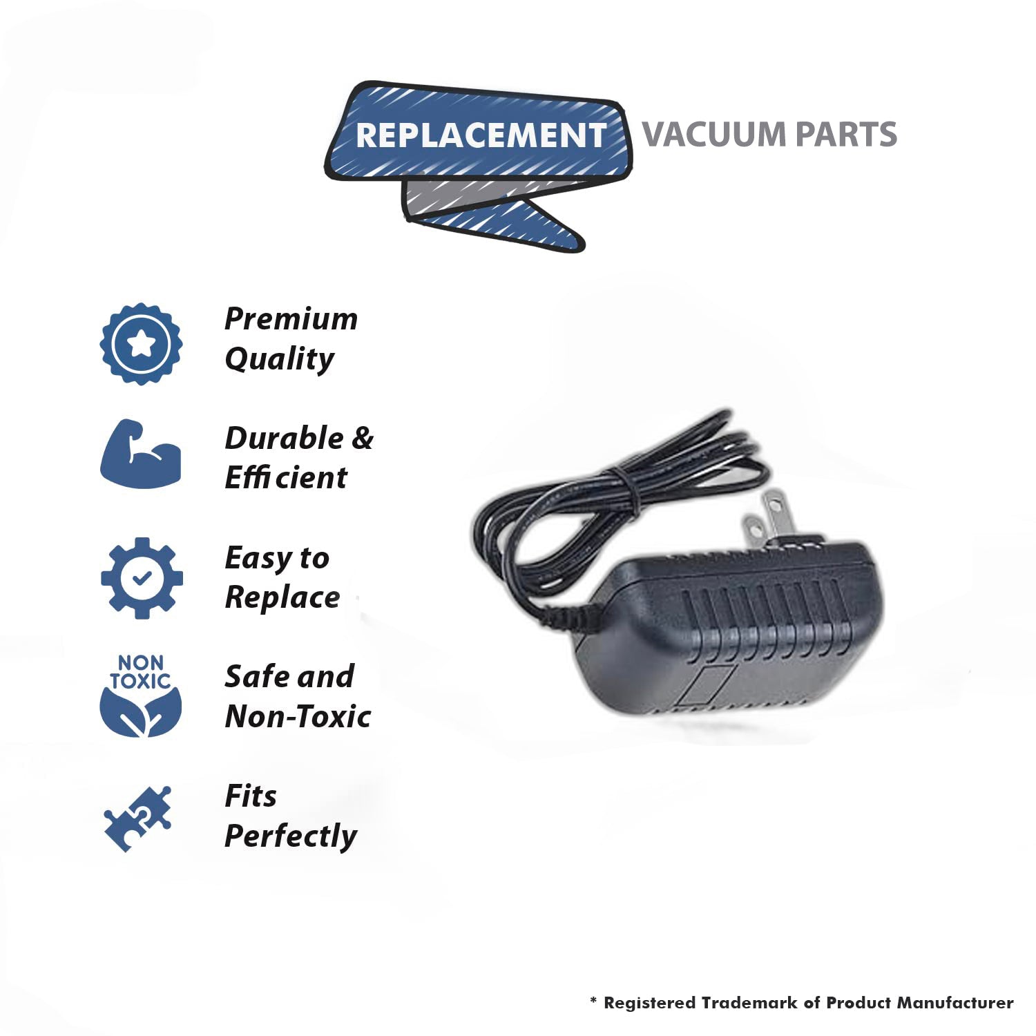 Topvacuumparts Replacement Part For Vacuum Cleaner Charger Adapter for Transformer Power Supply Cord Cable #compare to parts KA12D090020023U