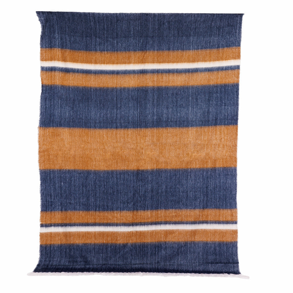 Handwoven Alpaca Throw Blanket From Ecuador - Copper & Navy Camilo Throw - Kallpa Collection