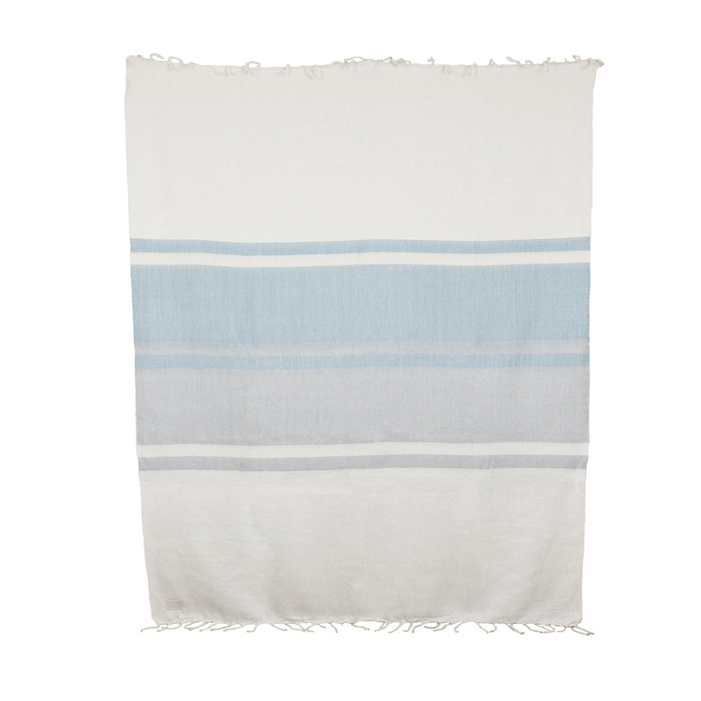 Handwoven Alpaca Throw Blanket From Ecuador - Glacier Grays & White - Kallpa Collection