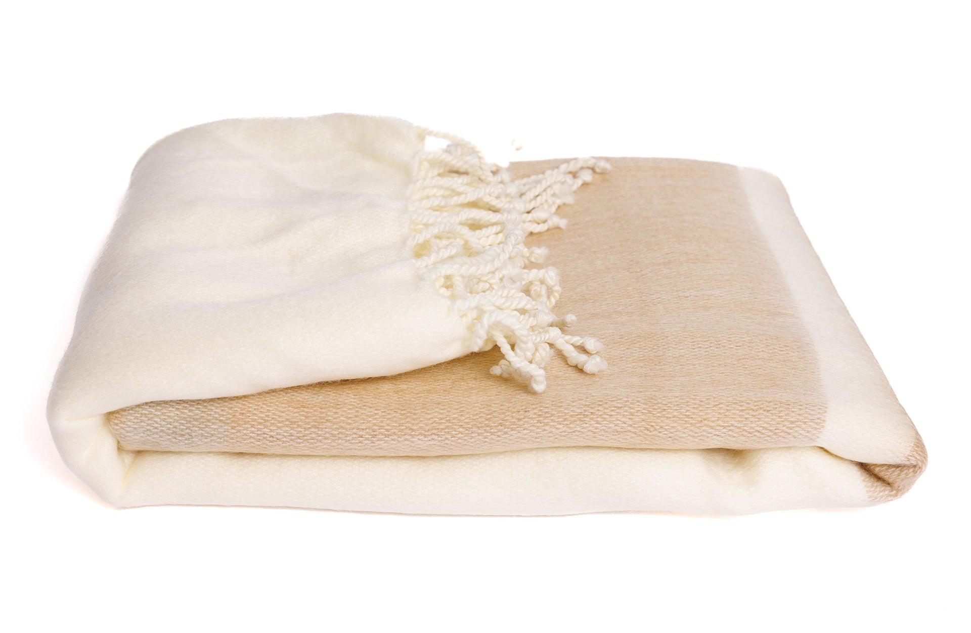 Handwoven Alpaca Throw Blanket From Ecuador - Tobacco & Wheat - Kallpa Collection