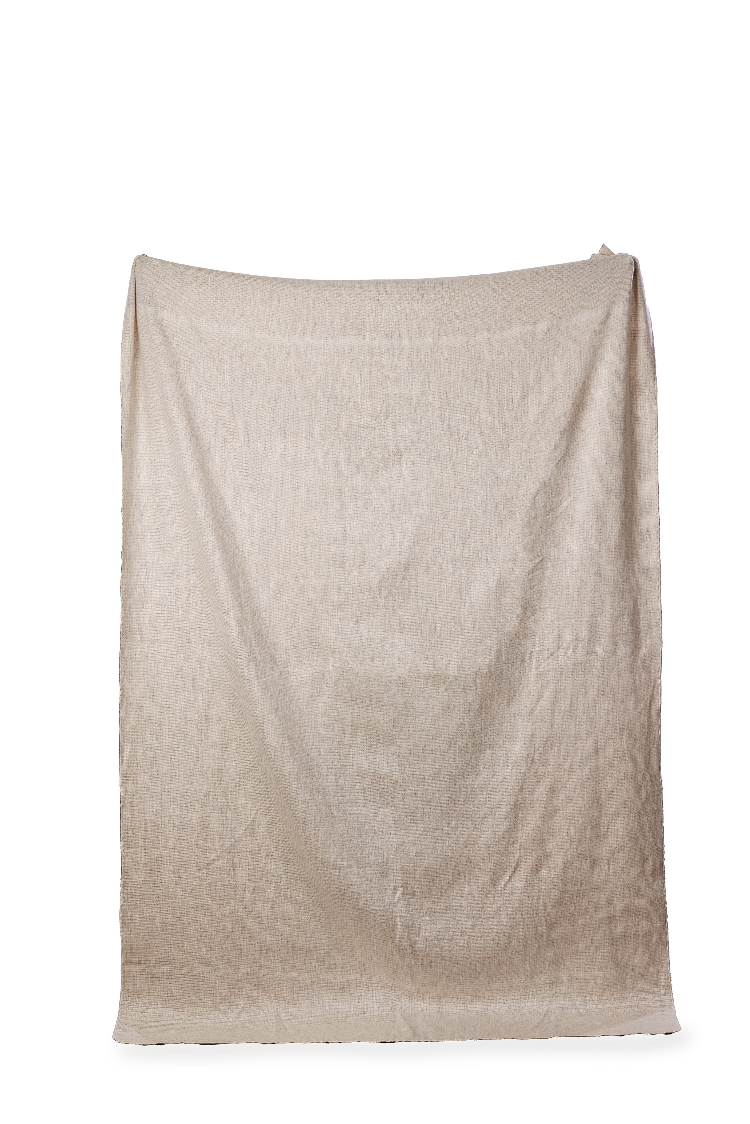 Reversible Alpaca Throw Blanket Handwoven From Ecuador - Camel & Cream - Kani Collection