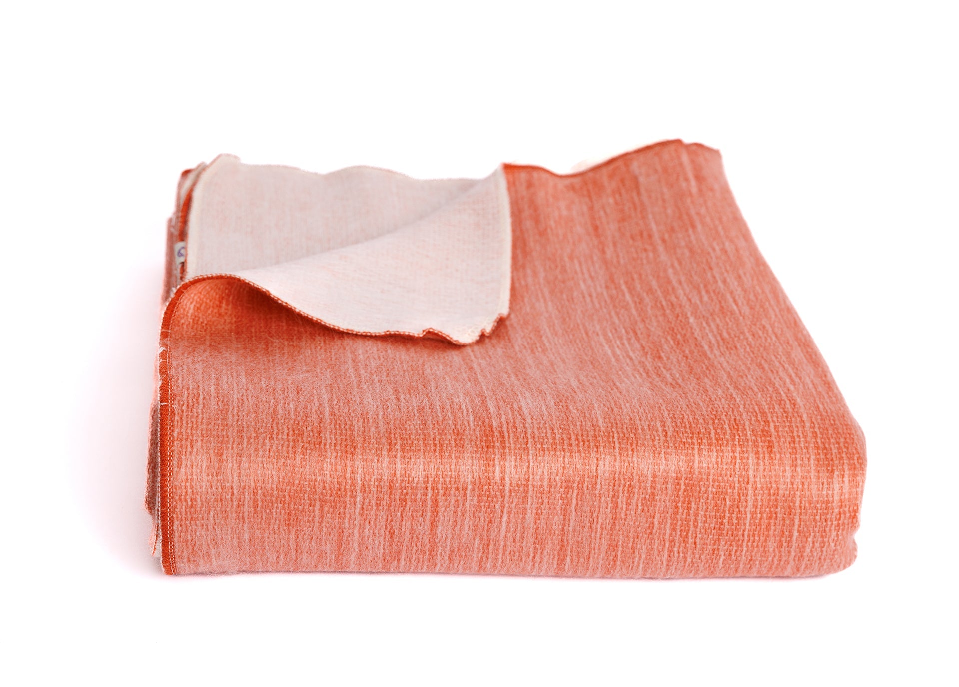 Reversible Alpaca Throw Blanket Handwoven From Ecuador - Melon & White - Kani Collection