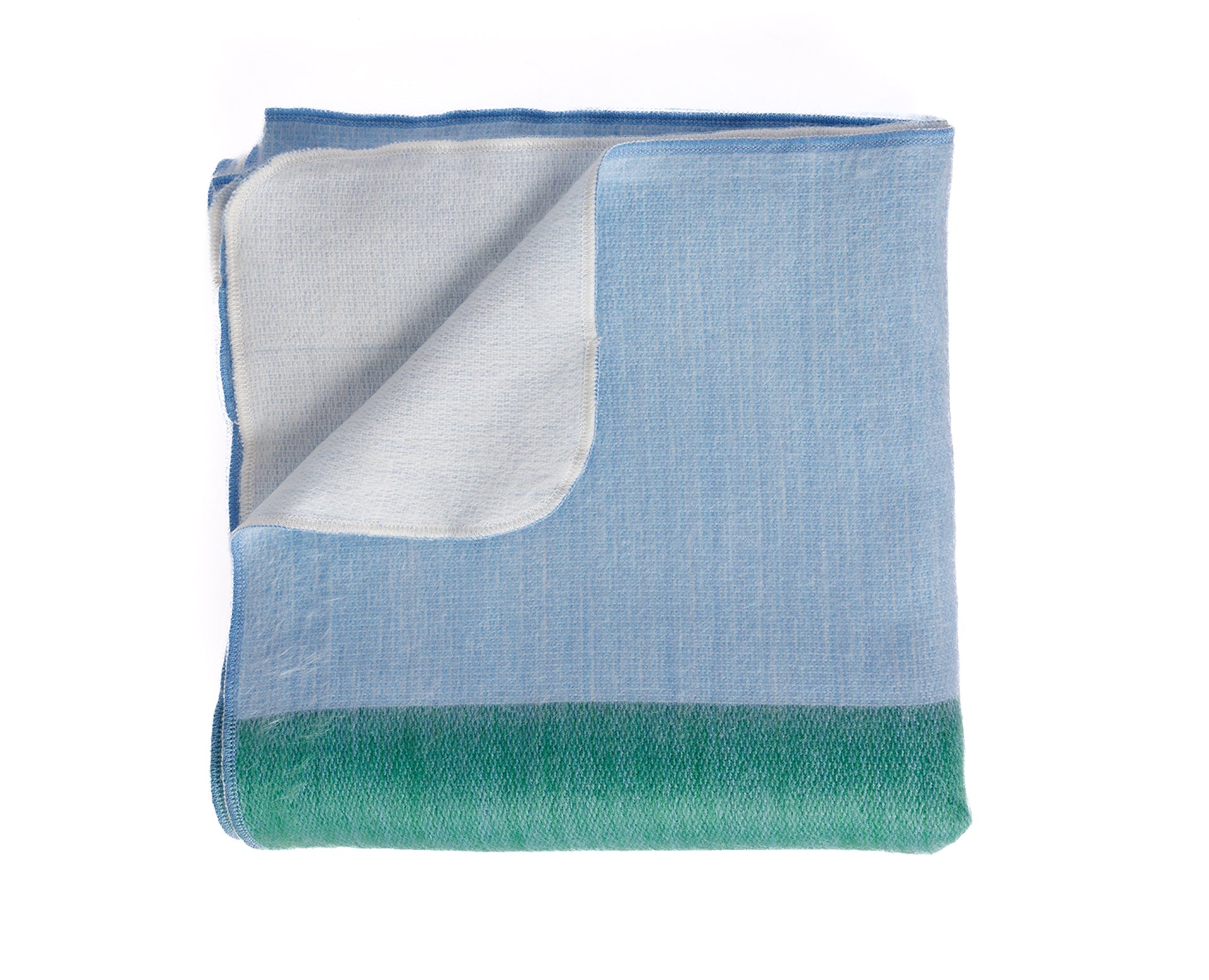 Reversible Alpaca Throw Blanket Handwoven From Ecuador - Powder Blue & Green - Kani Collection