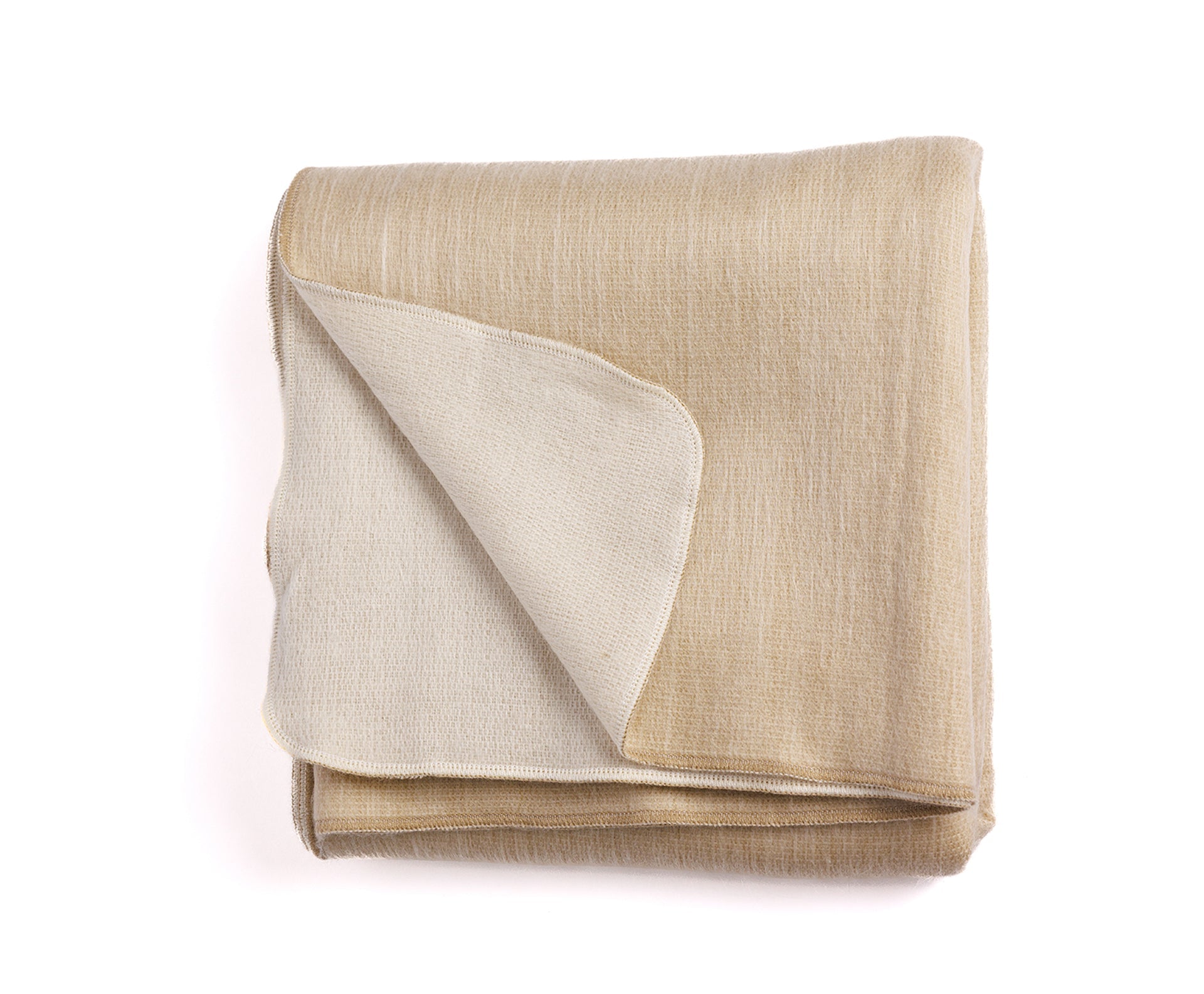 Reversible Alpaca Throw Blanket Handwoven From Ecuador - Natural Tobacco & White - Kani Collection