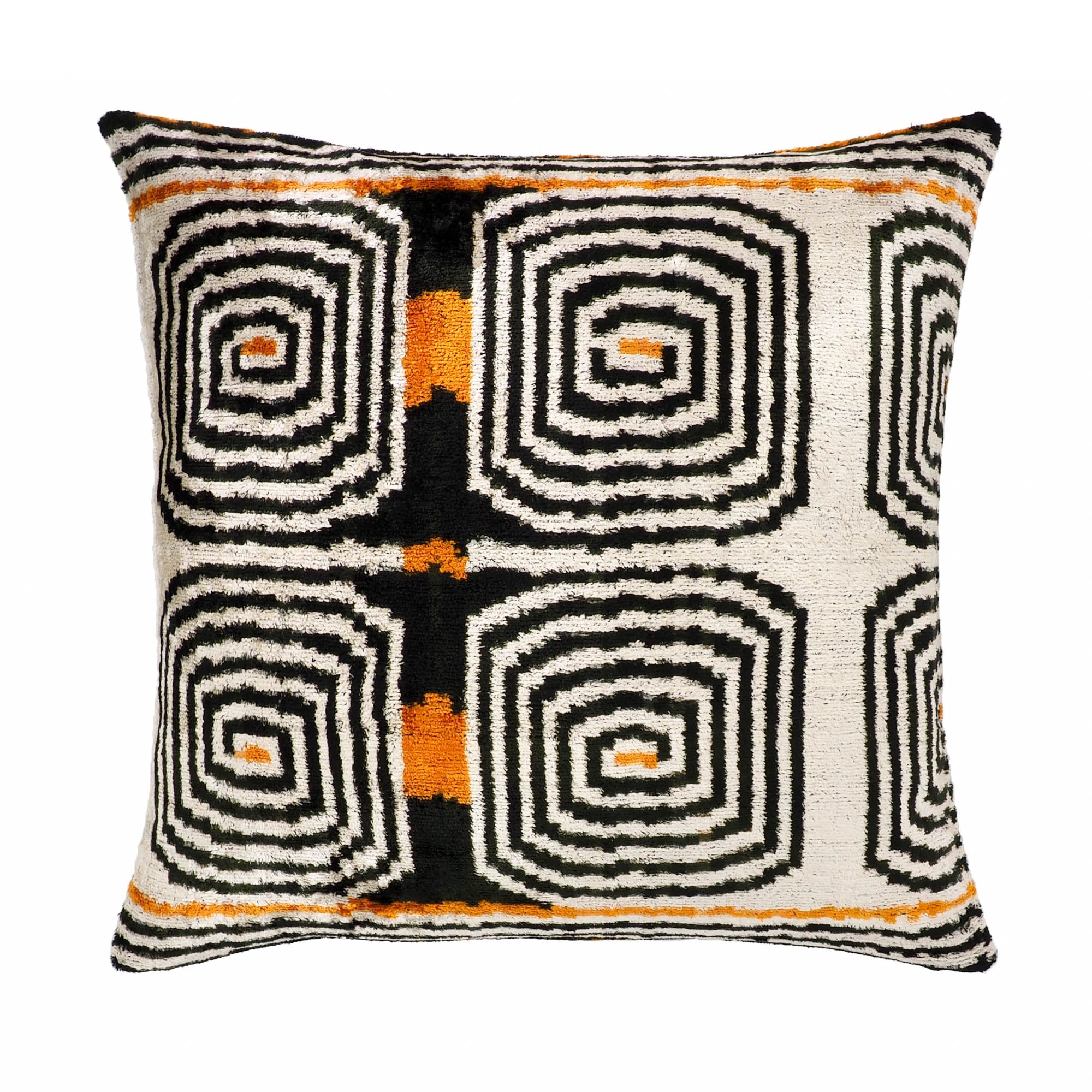 Labyrinth Silk Velvet Ikat Pillow Cover 20 X 20