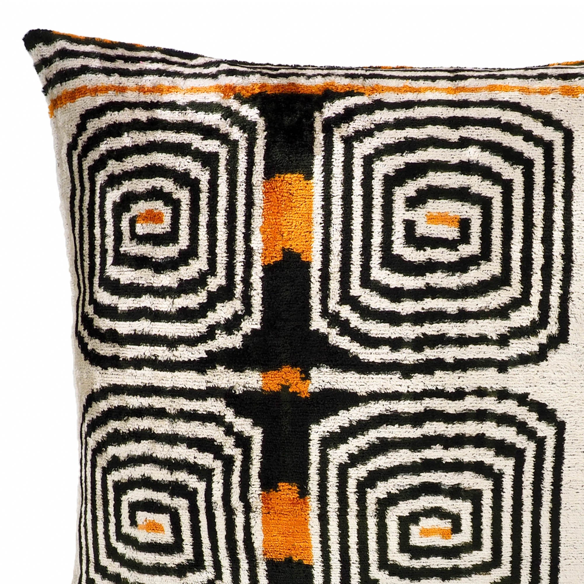 Labyrinth Silk Velvet Ikat Pillow Cover 20 X 20