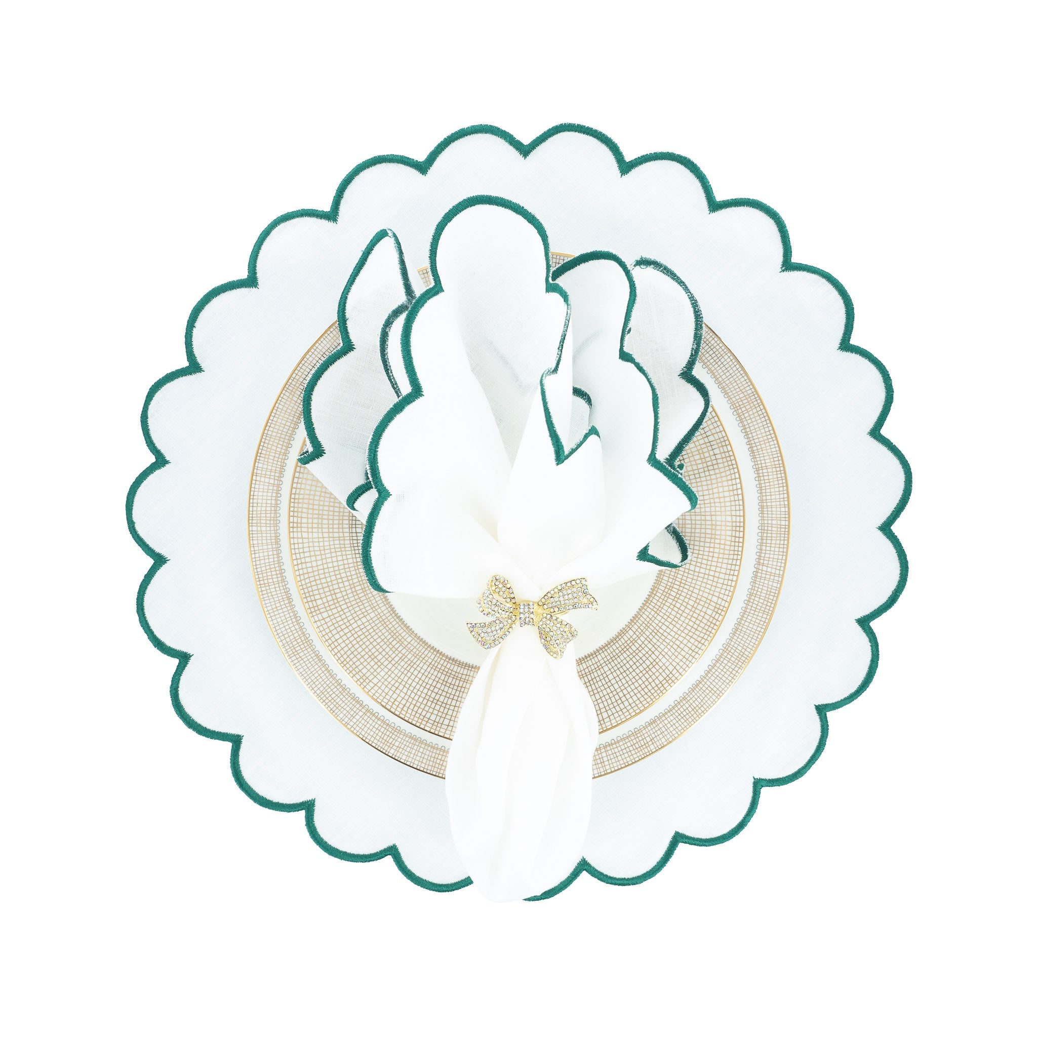 Linen Scalloped Placemats, Set of 4