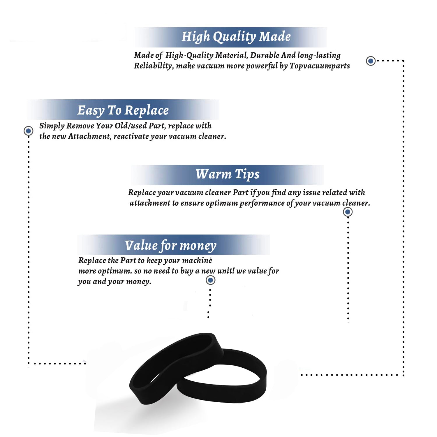 Topvacuumparts Replacement Part For Panasonic MC7210, MC270B Canister Type CB4 Flat Belt (2 Belt) # Compare to part MC-270B