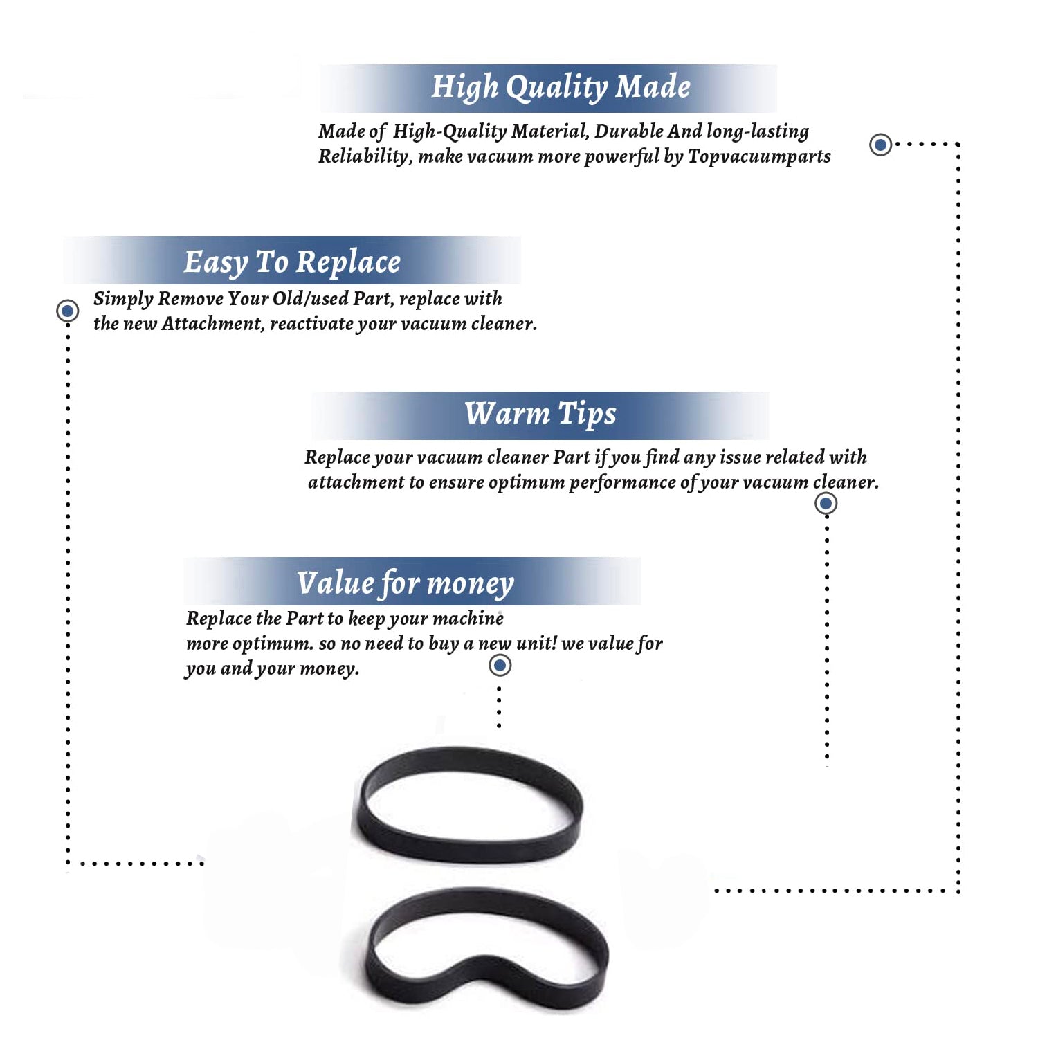 Topvacuumparts Replacement Part For Panasonic Vacuum Claener 2 Belt # Compare to Part MC-280B