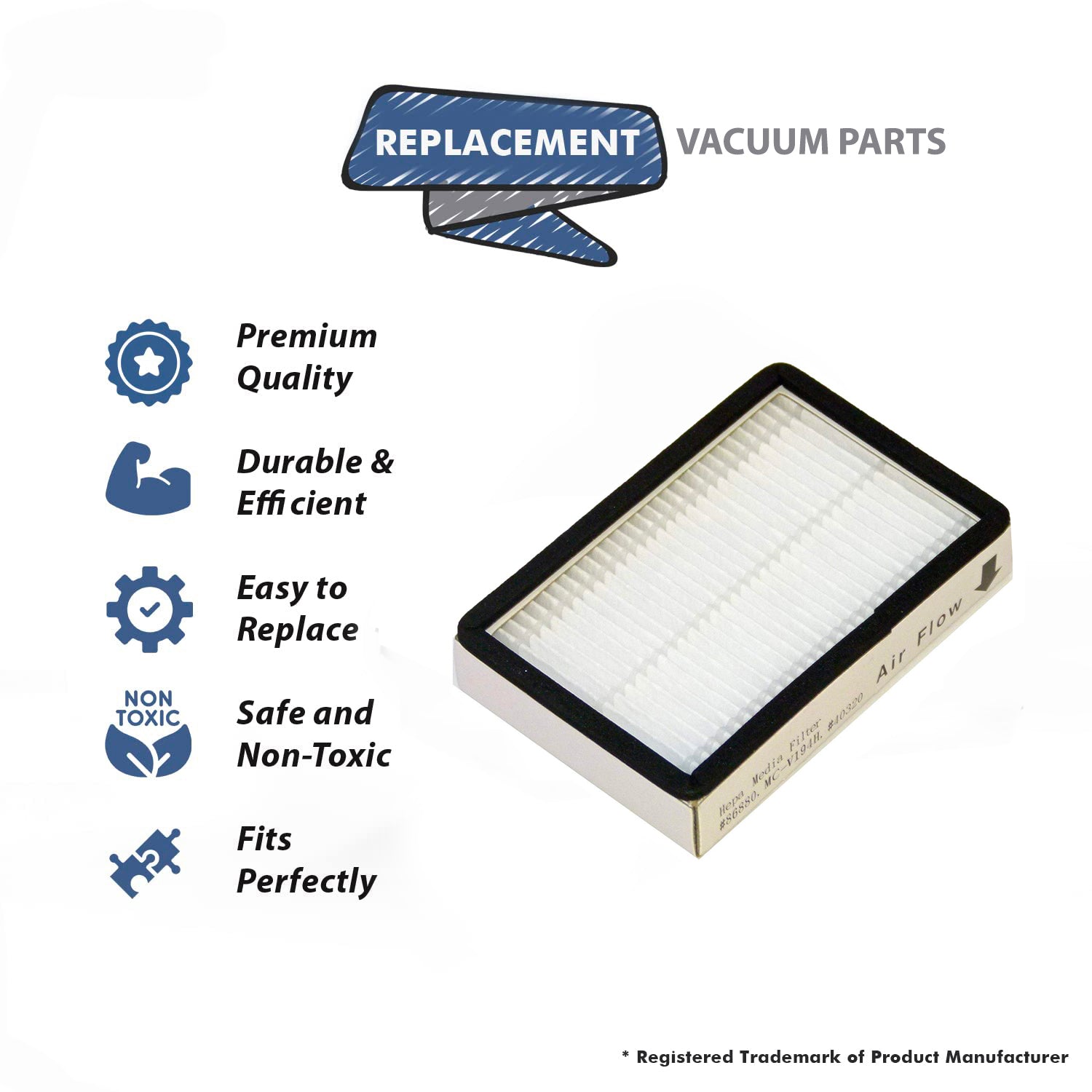 Topvacuumparts Replacement Part For Panasonic Best Vacuum Filter Compatible with HEPA Exhaust Vacuum Filter Part # compare to part MC-V194H