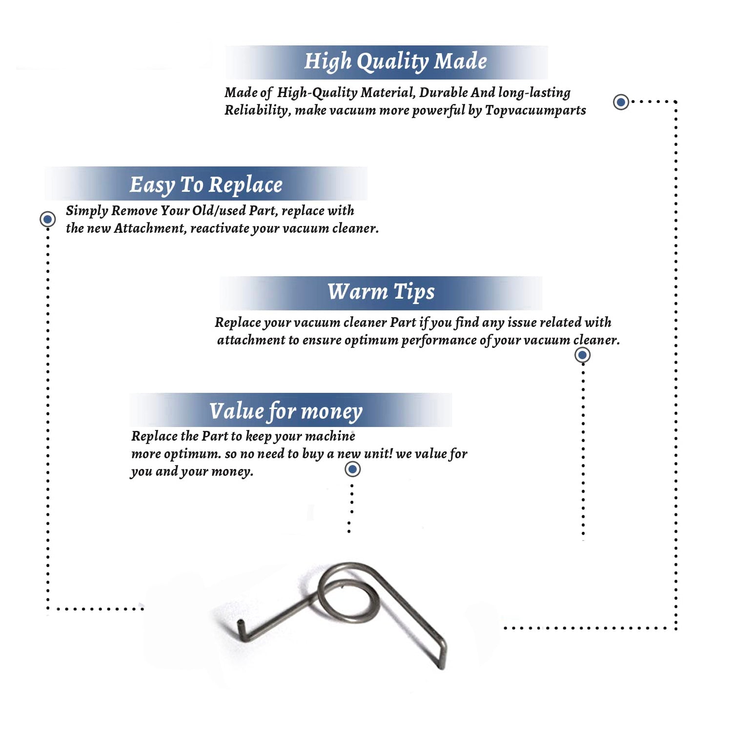Topvacuumparts Replacement Part For Sharp EC-TU4707 Upright Vacuum Cleaner Valve Spring # compare to part MSPRCA195VBN0
