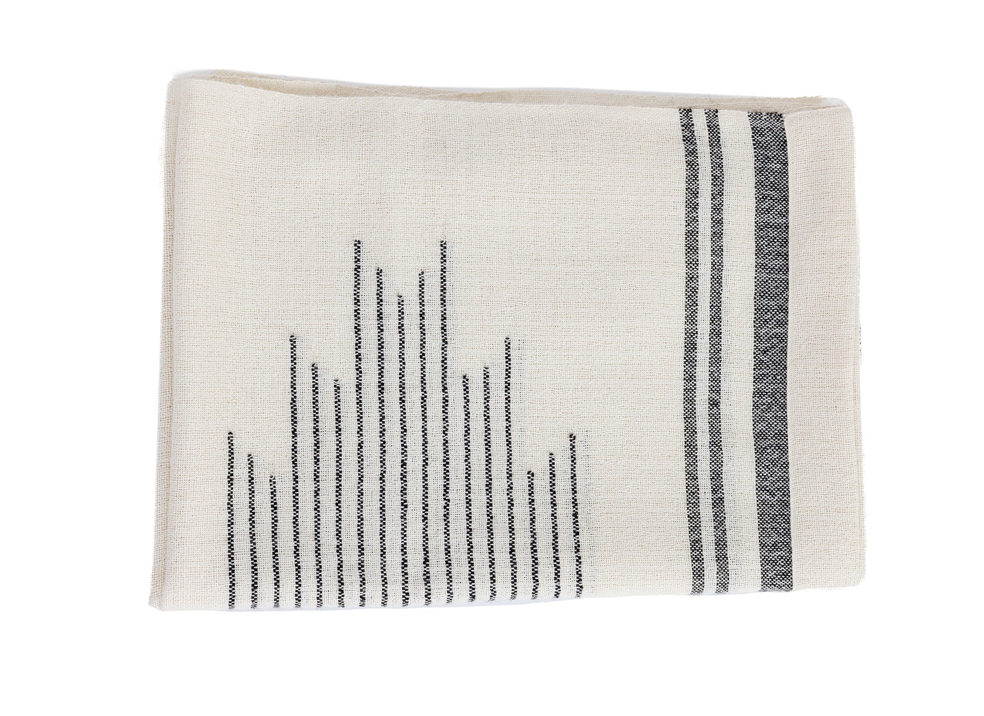 Handloomed 100% Alpaca Throw Blanket from Peru - Ink & Ivory Horizon - Miska Collection