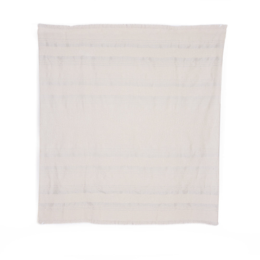 Handloomed Alpaca Throw Blanket - Silver & Ivory Moon Mist - Allira Collection