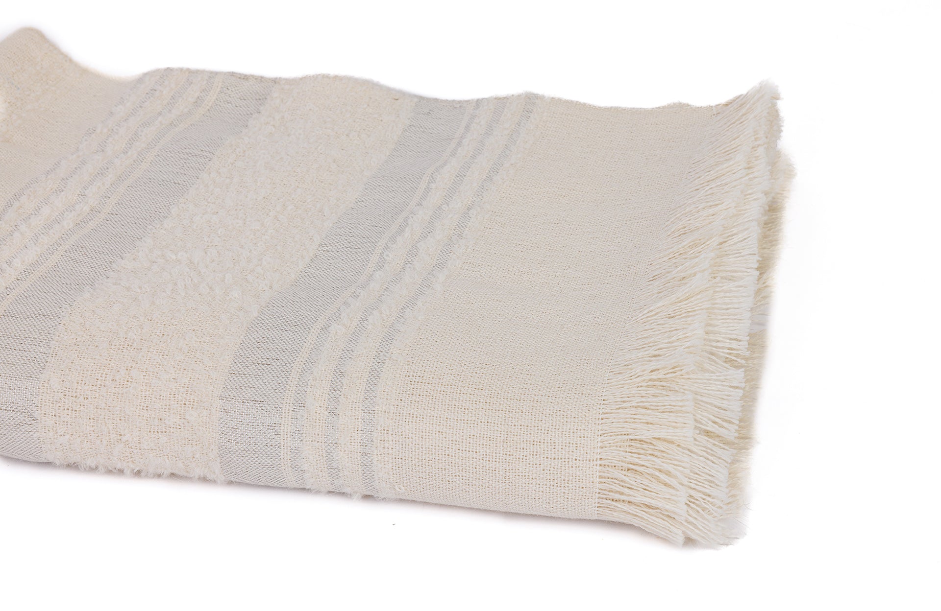 Handloomed Alpaca Throw Blanket - Silver & Ivory Moon Mist - Allira Collection