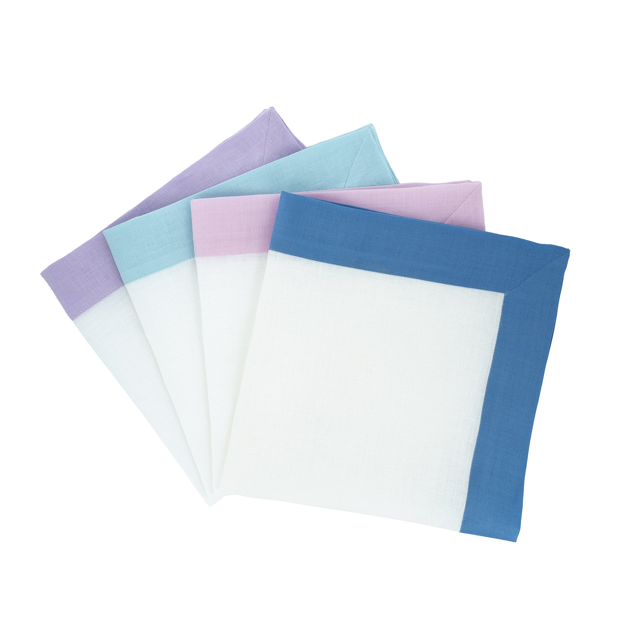 Lilac Linen Napkins with Double Sided Borders, Set of 4