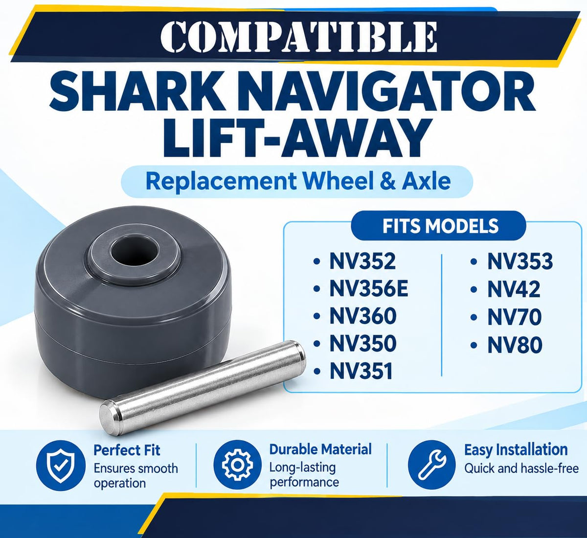 Topvacuumparts Replacement Wheels for Shark Navigator Lift-Away NV350 NV351 NV352, NV356E, NV360, NV350, NV351
