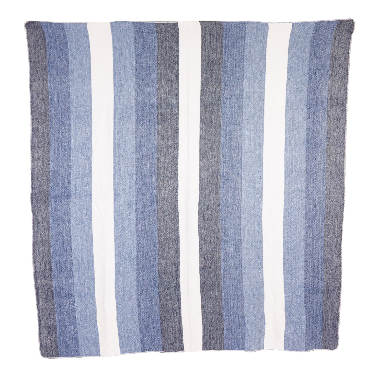 Alpaca Throw Blanket Handwoven From Ecuador - Denim Blues, Light Black & Cream - Nawi Collection