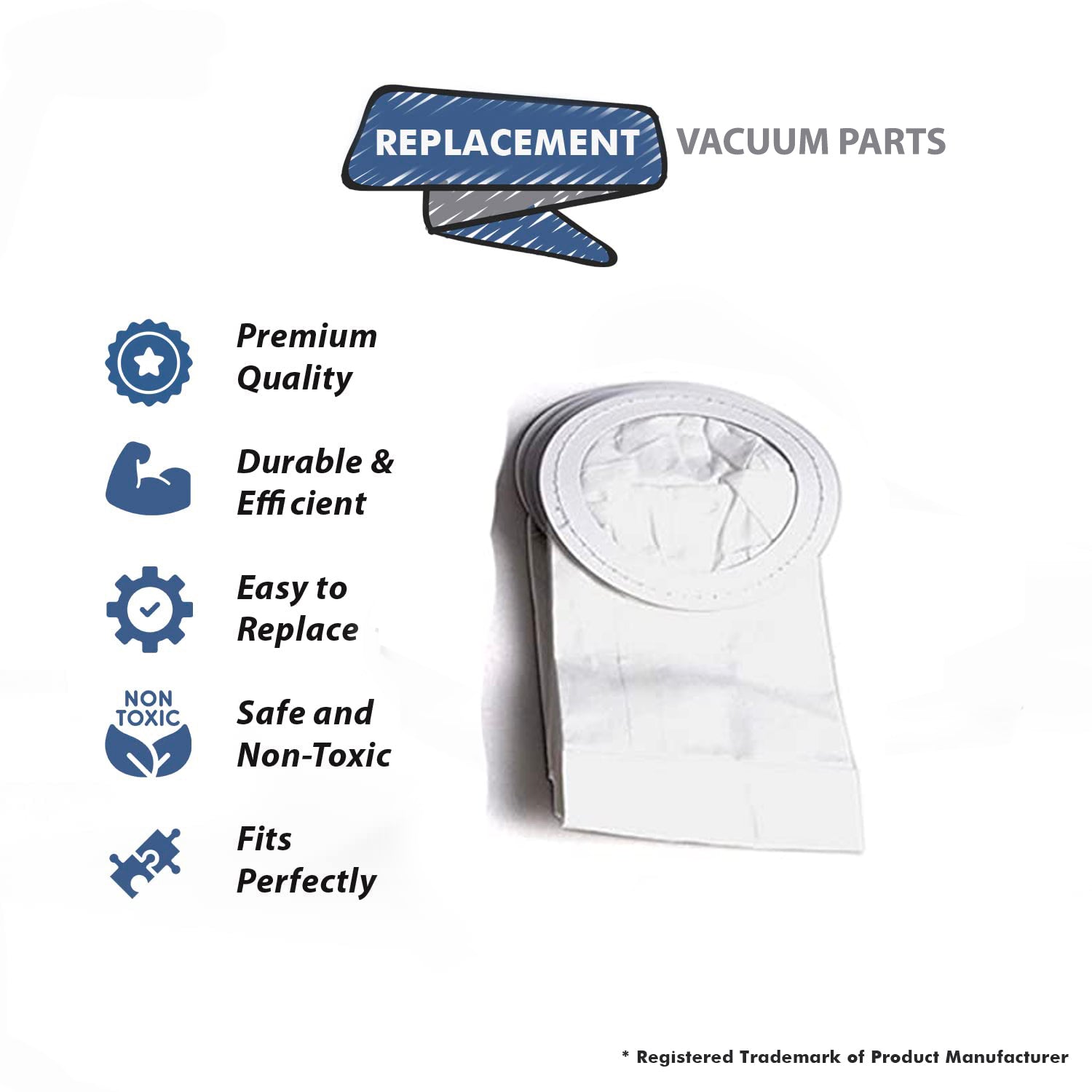 Topvacuumparts Replacement Part For Vacuum Cleaner 5 Paper BagsOreck Part # compare to part PKIM76.5