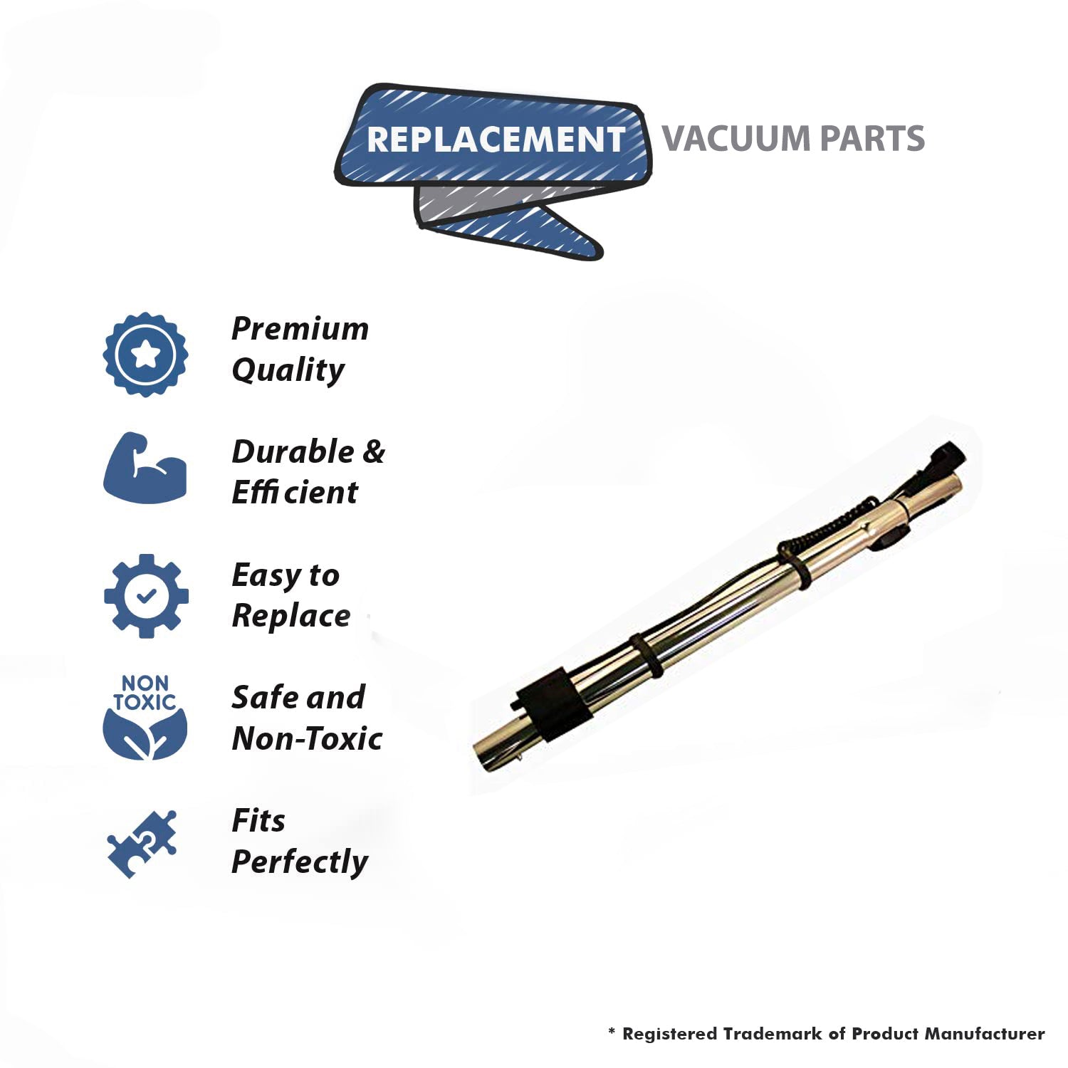 Topvacuumparts Replacement Part For Fitall Vacuum Cleaner Chrome Black Telescopic Wand with External Curly Cord # compare to part PL4747-305